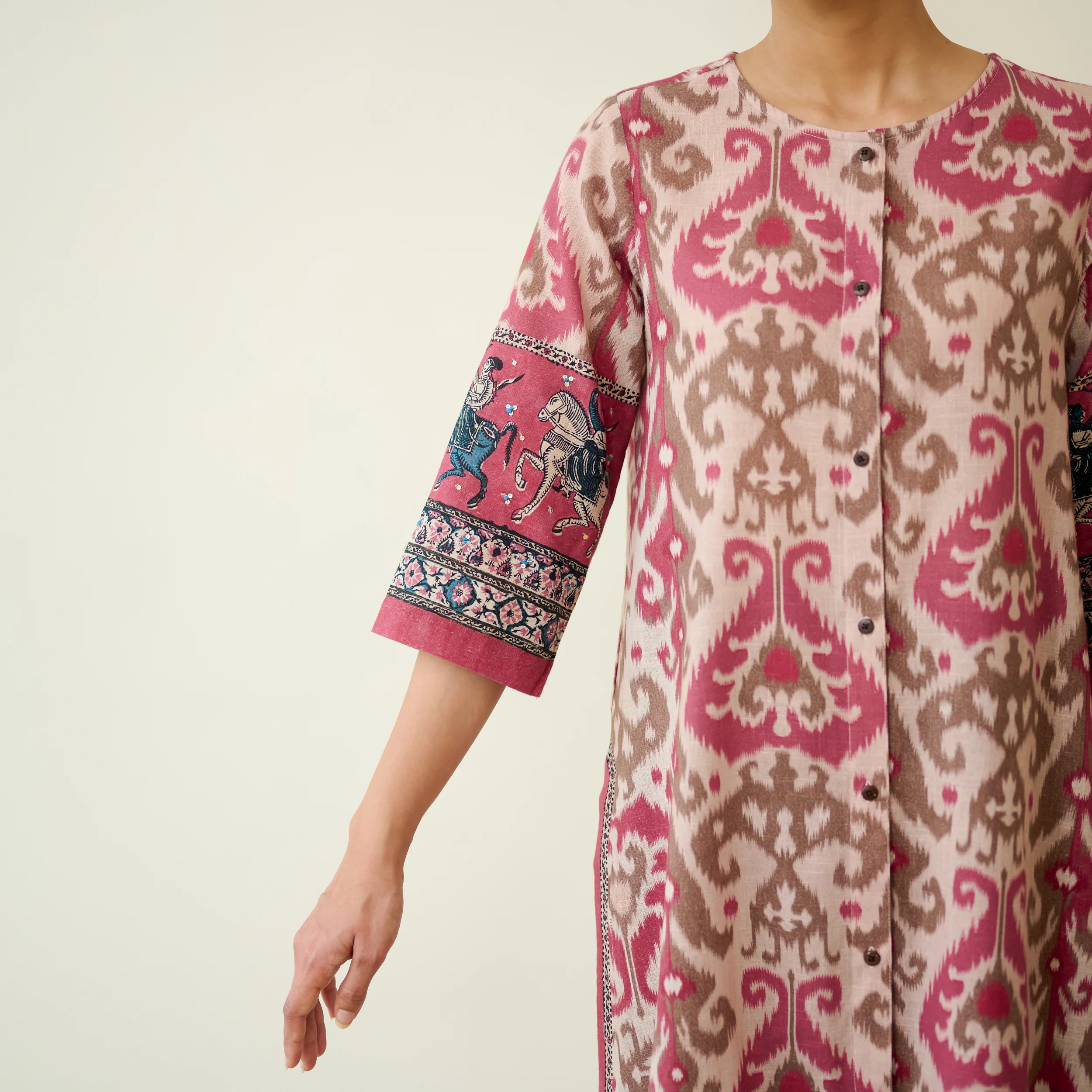 Abha Slub Cotton Kurta - Earthy Pink - Image 3