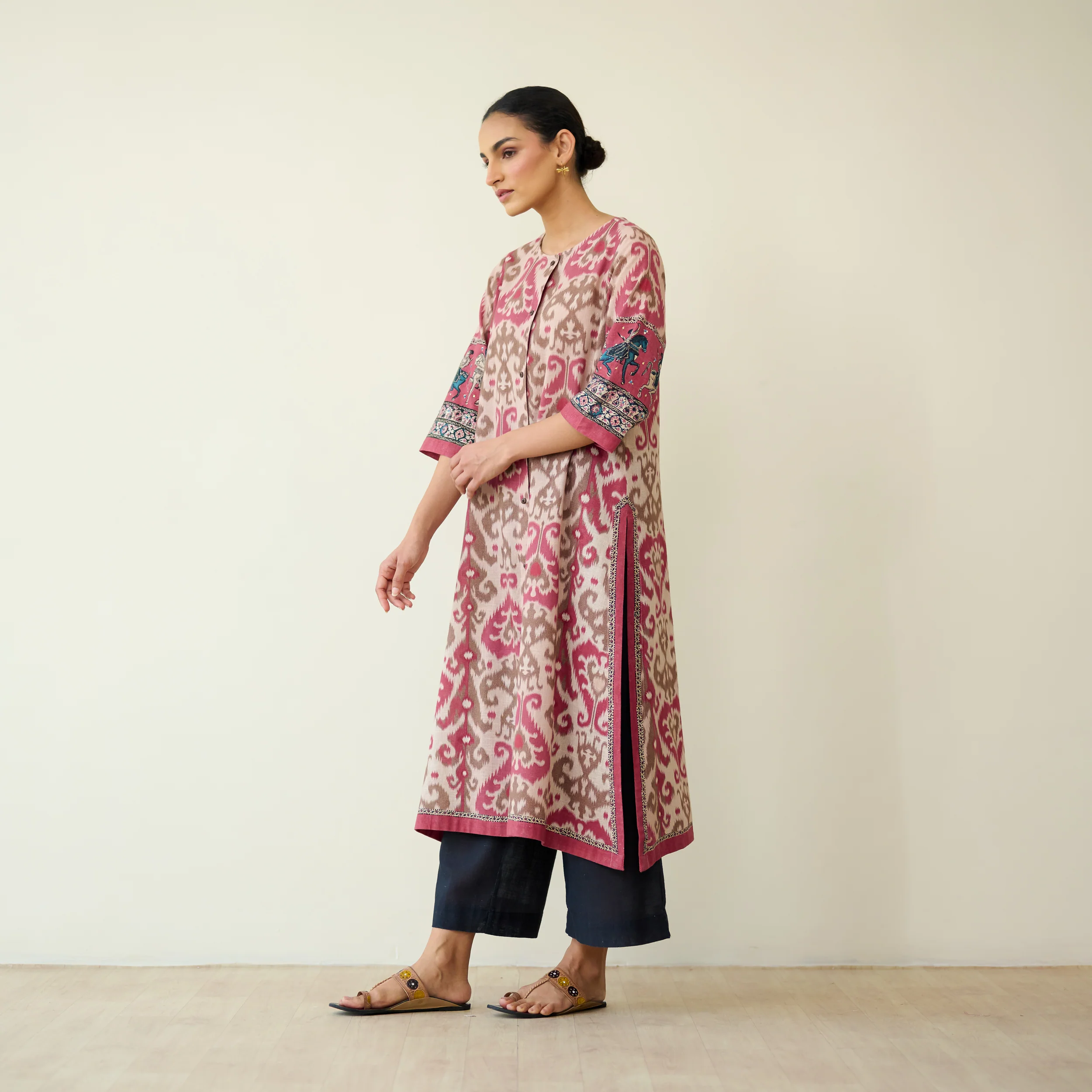 Abha Slub Cotton Kurta - Earthy Pink - Image 4