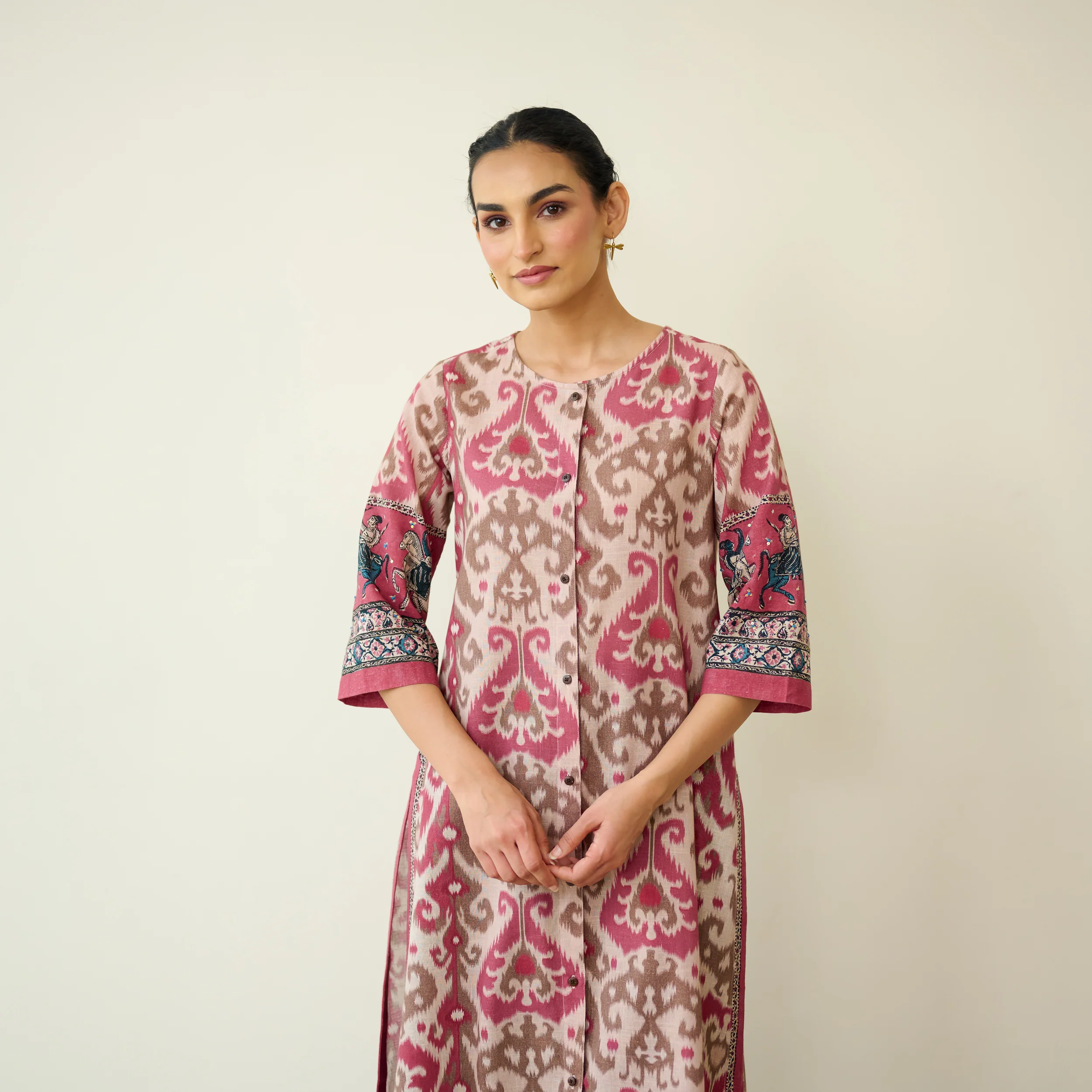 Abha Slub Cotton Kurta - Earthy Pink - Image 6