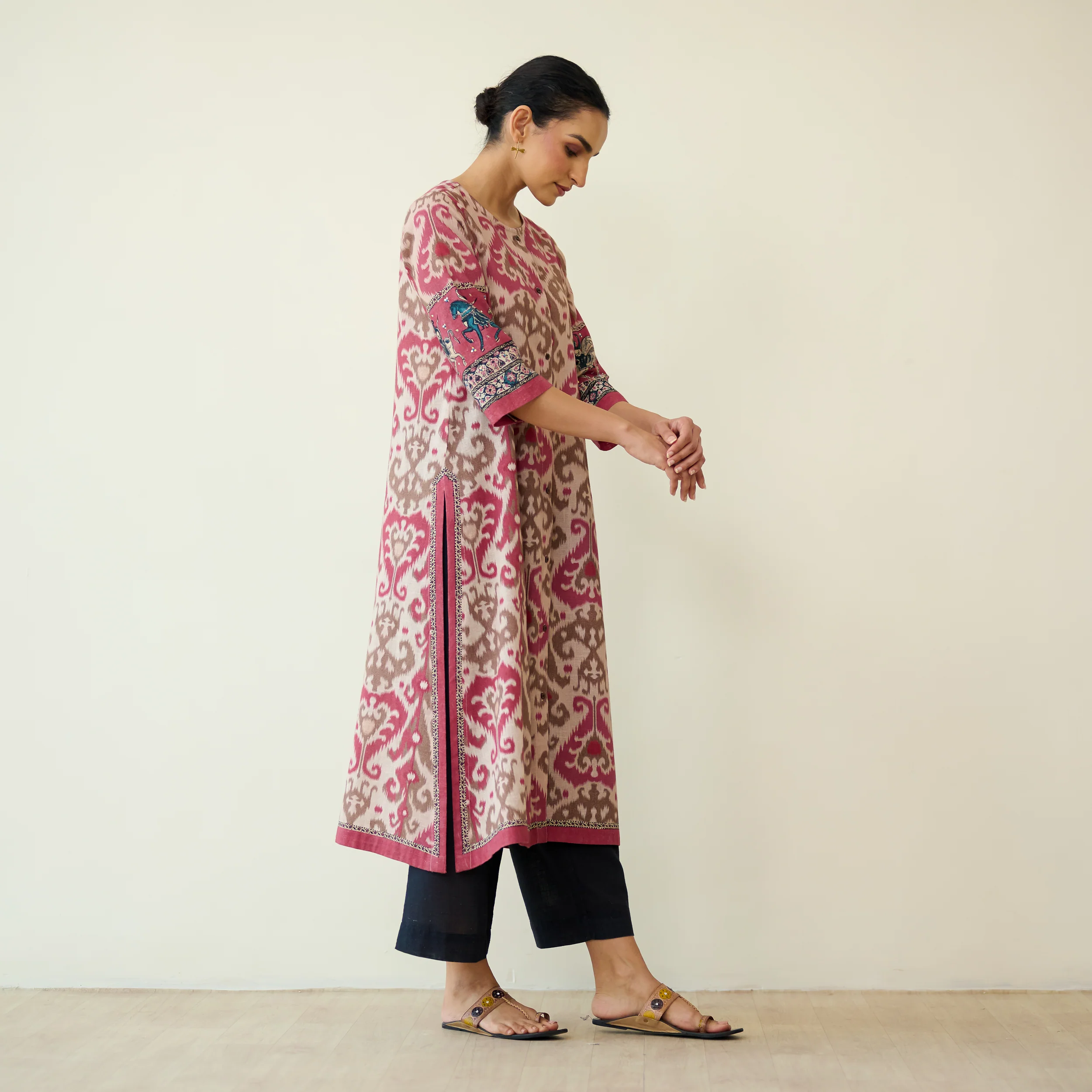 Abha Slub Cotton Kurta - Earthy Pink - Image 7