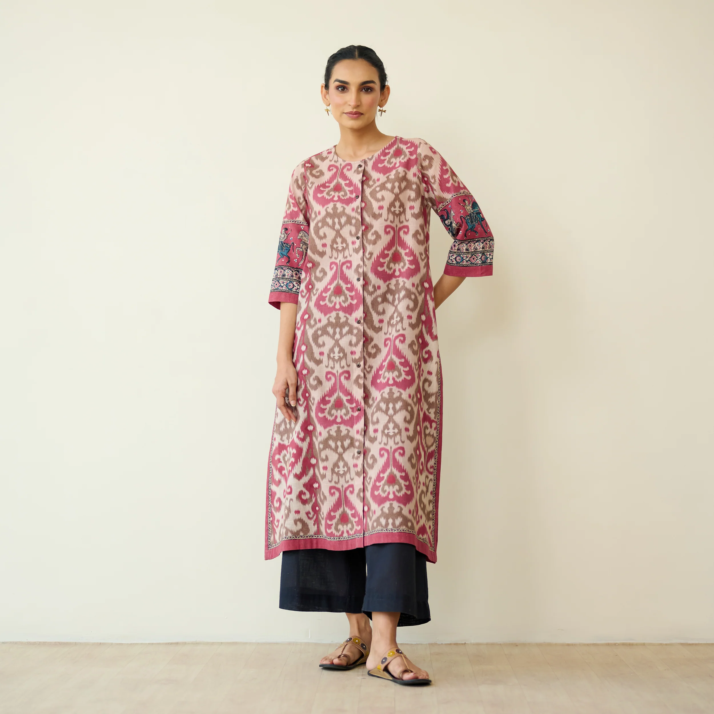 Abha Slub Cotton Kurta - Earthy Pink - Image 9