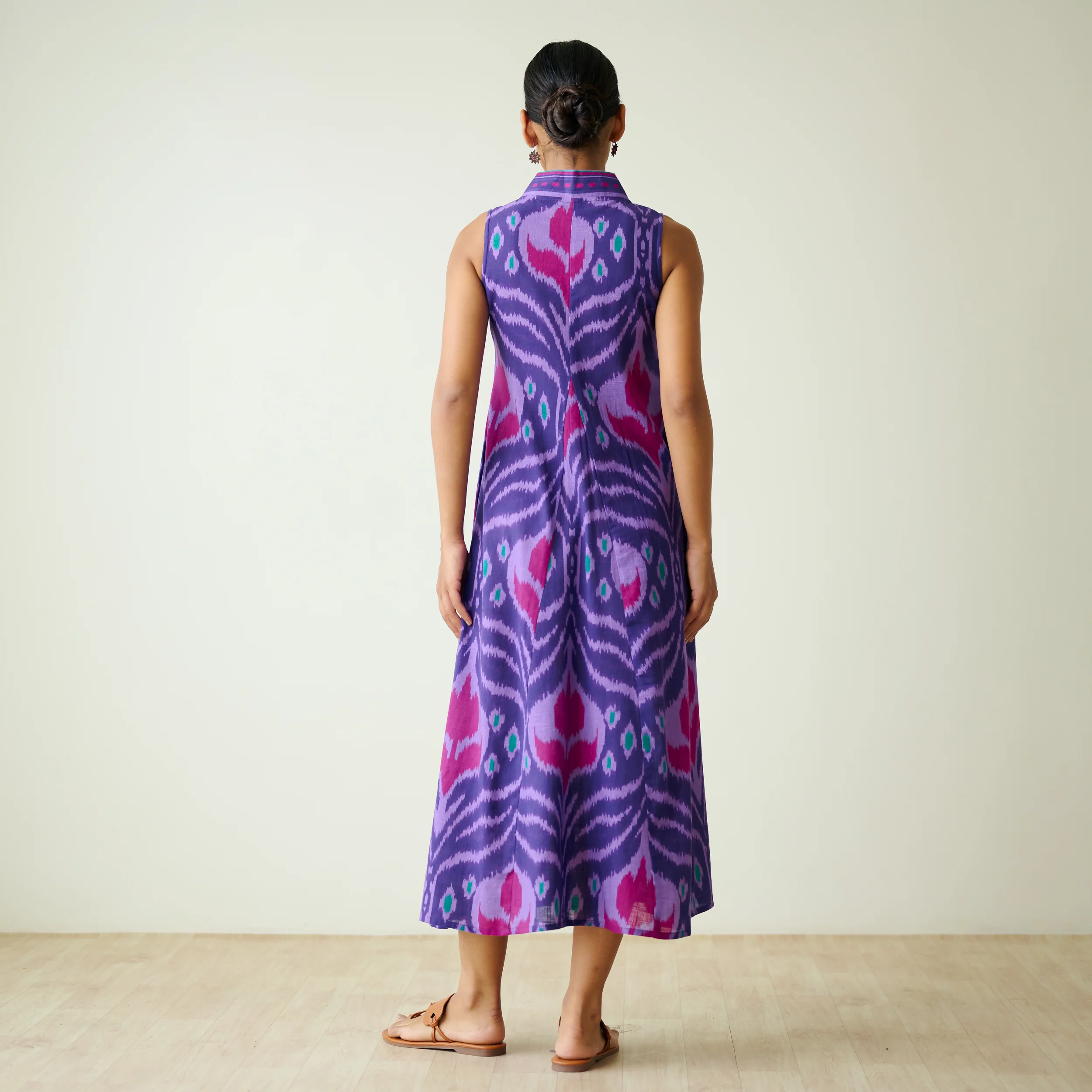 Amara Slub Cotton Sleeveless Dress - Violet - Image 7