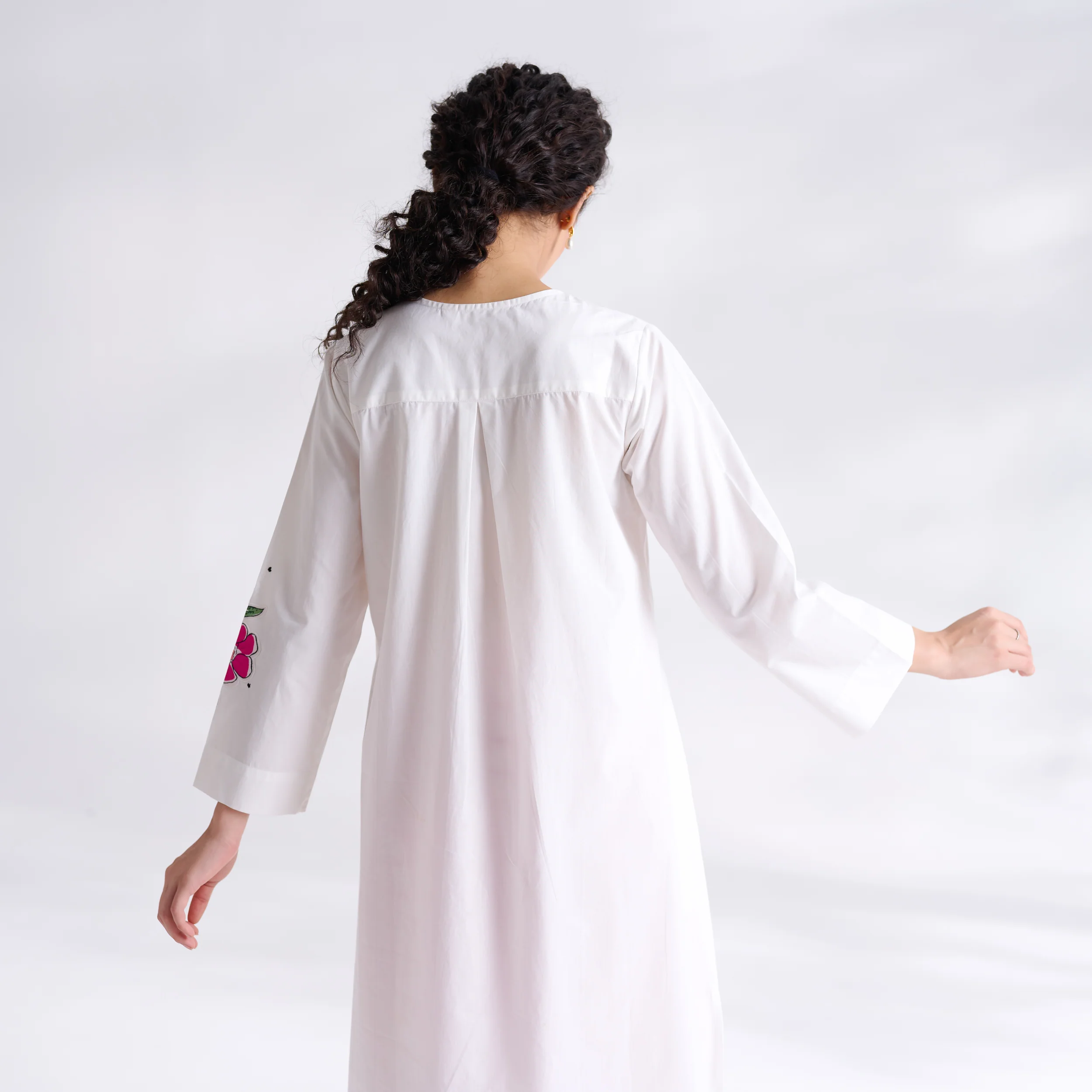 Anaar Patchwork Cotton Kurta Set - Fuchsia - Image 9