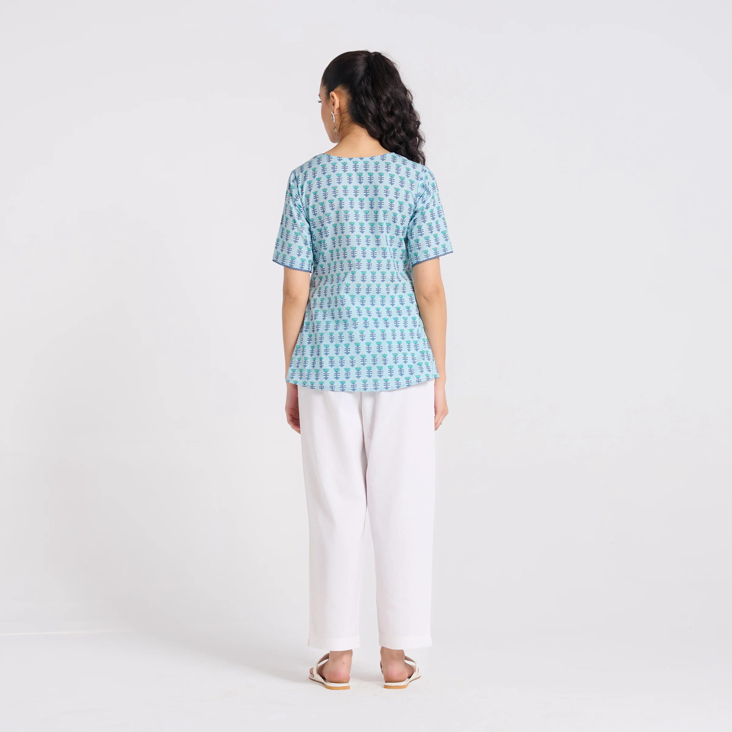 Aqua Bloom Cotton Top - Image 4