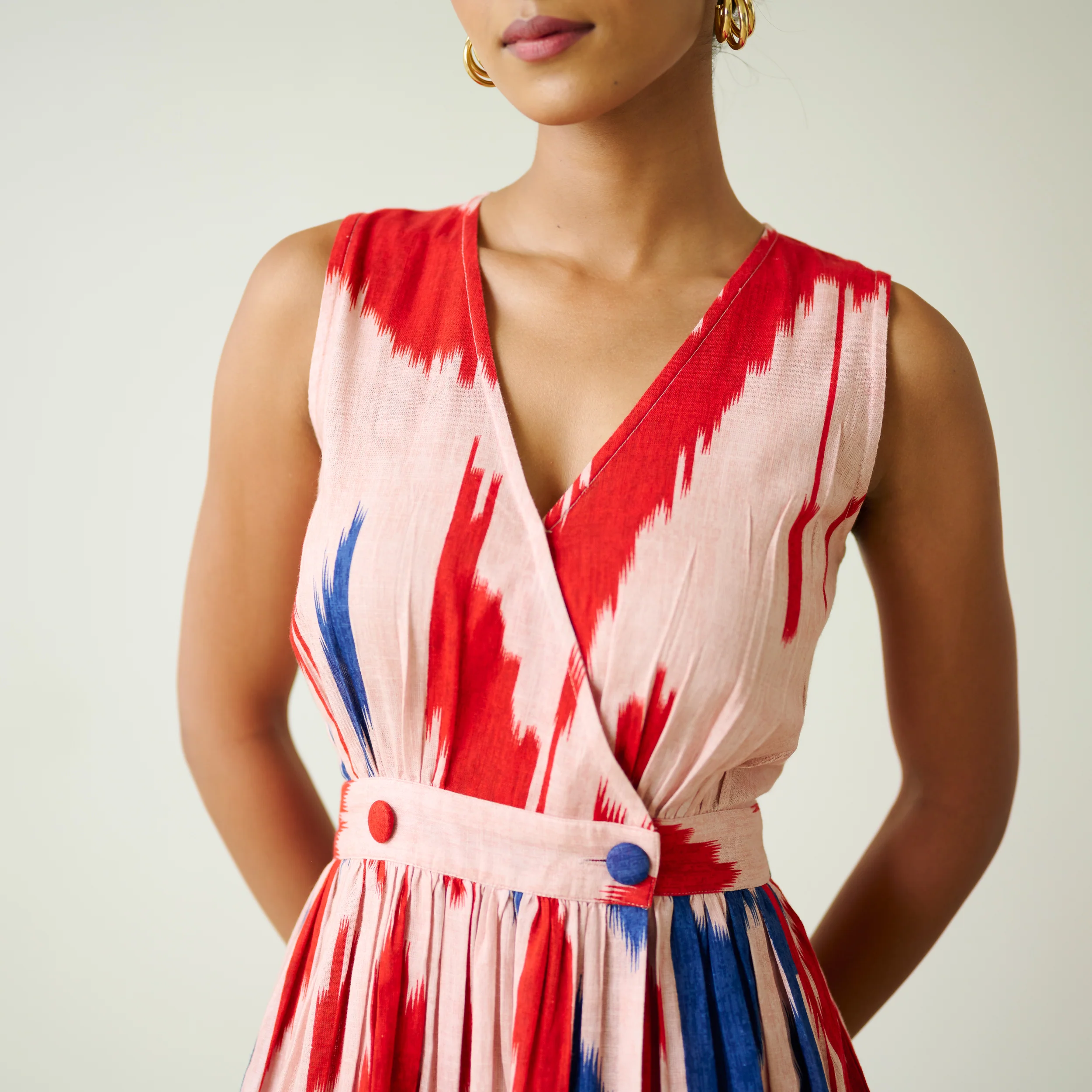Athena Slub Cotton Wrap Dress - Baby Pink - Image 5