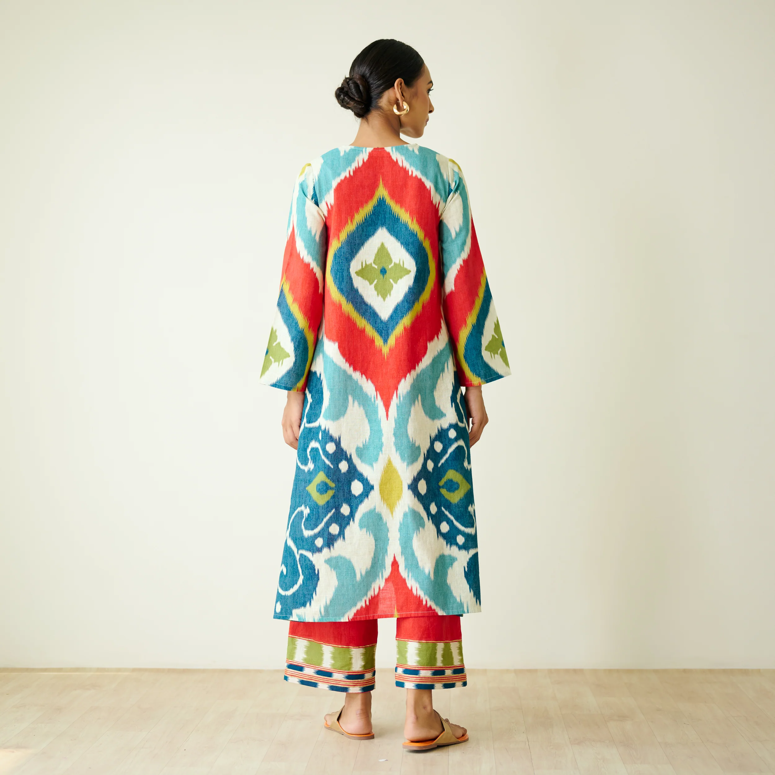 Aurora Slub Cotton Kurta Set with Gota Detailing - Multicolour - Image 8