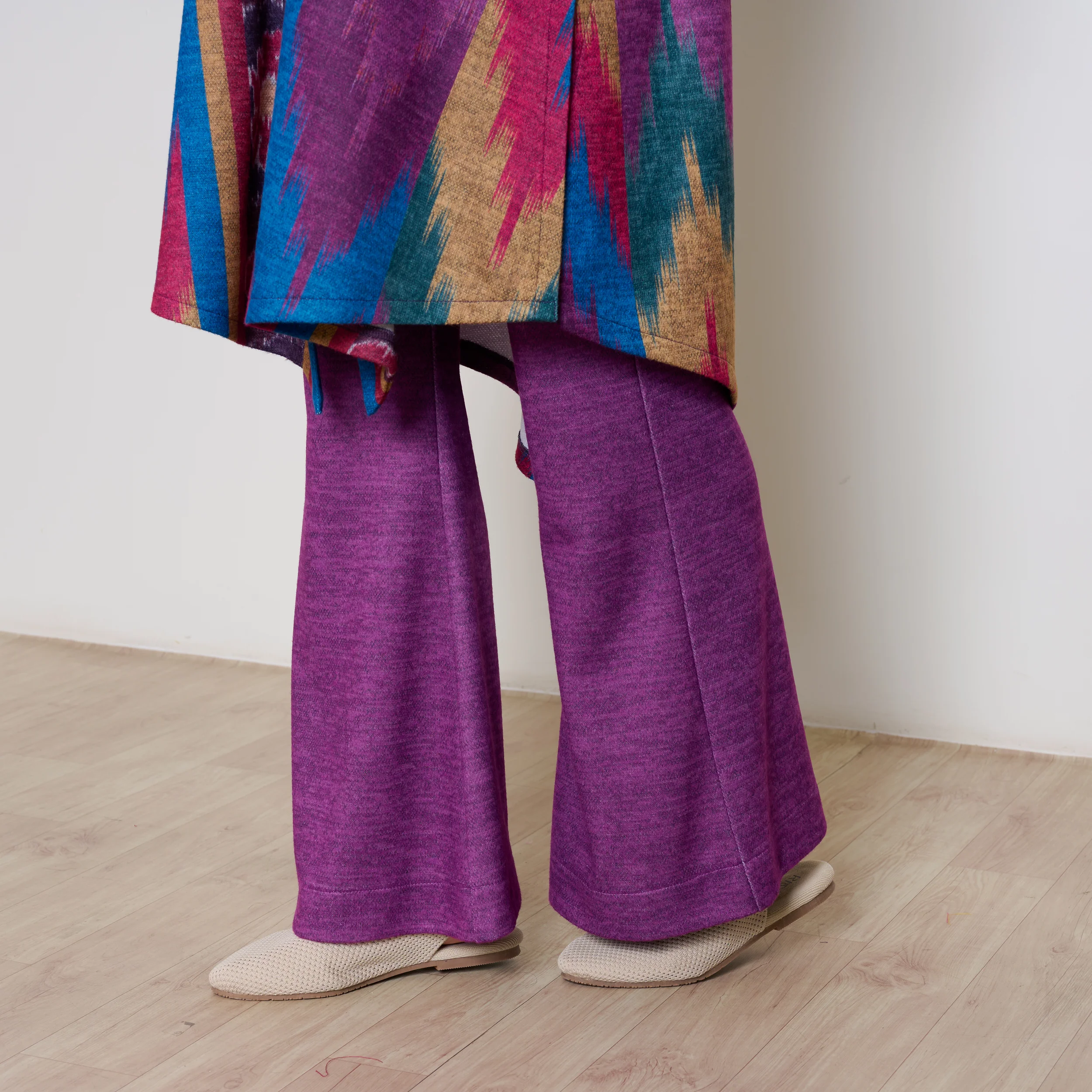 Autumn Woollen Coord Set - Electric Blue & Multicolour - Image 5