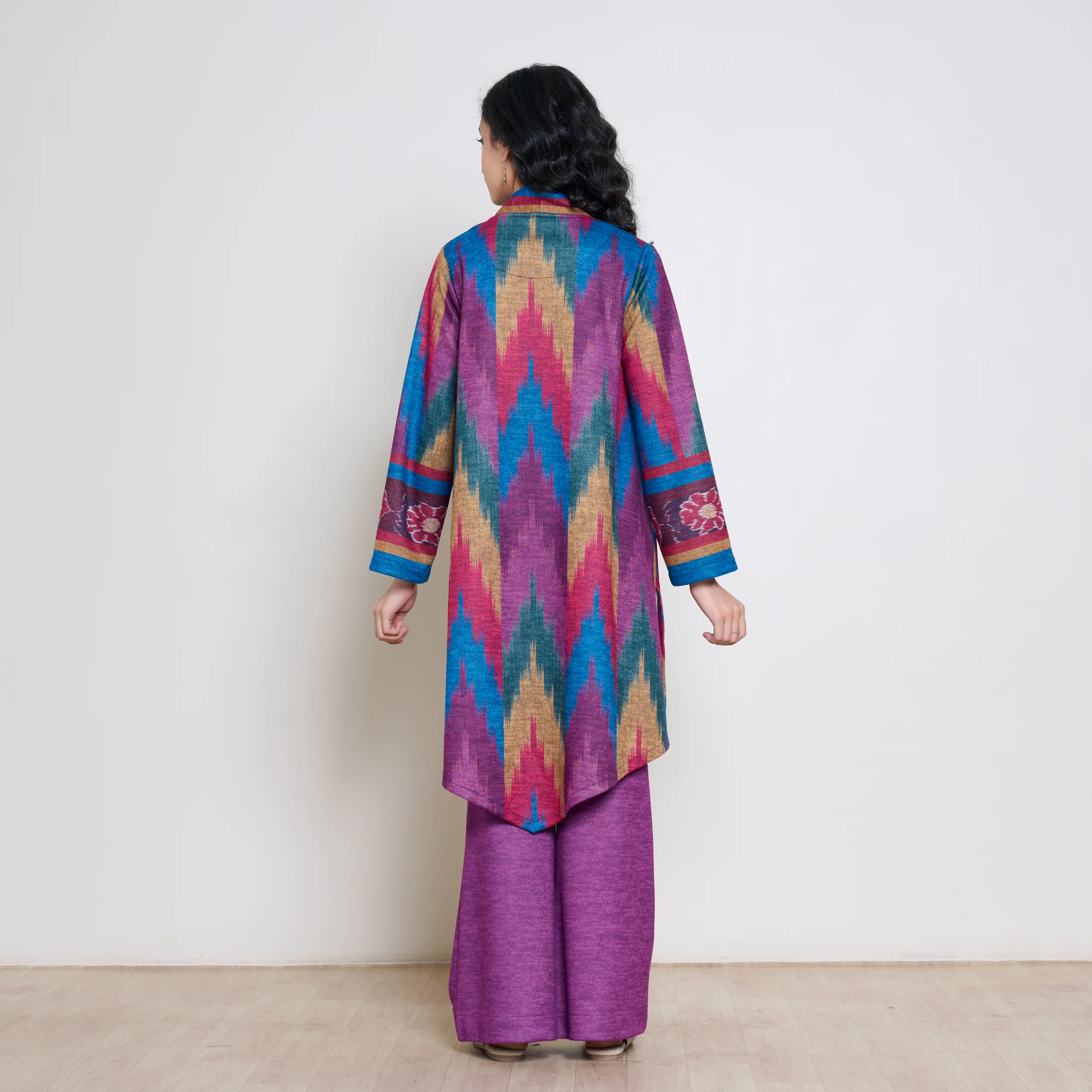 Autumn Woollen Coord Set - Electric Blue & Multicolour - Image 7