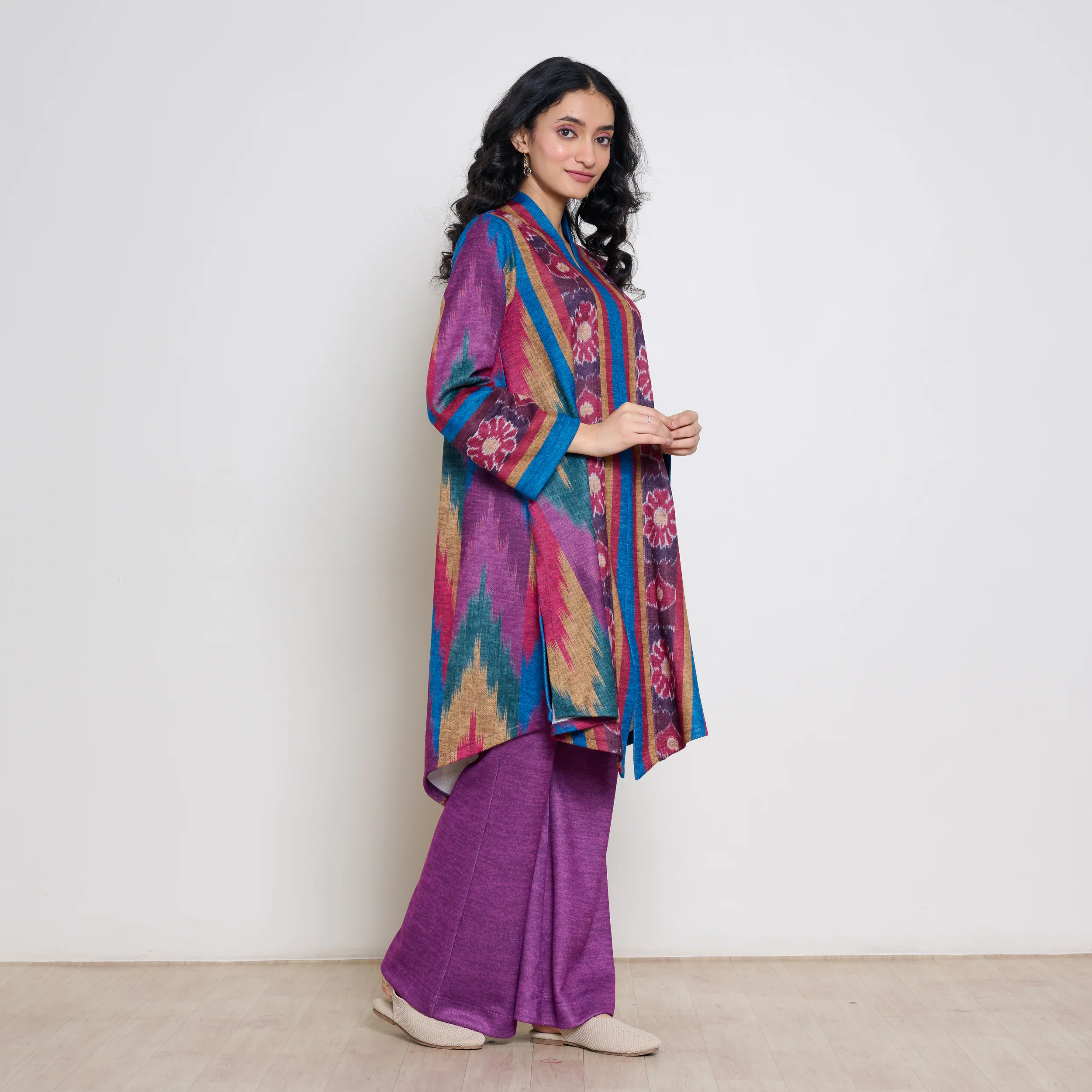 Autumn Woollen Coord Set - Electric Blue & Multicolour - Image 8