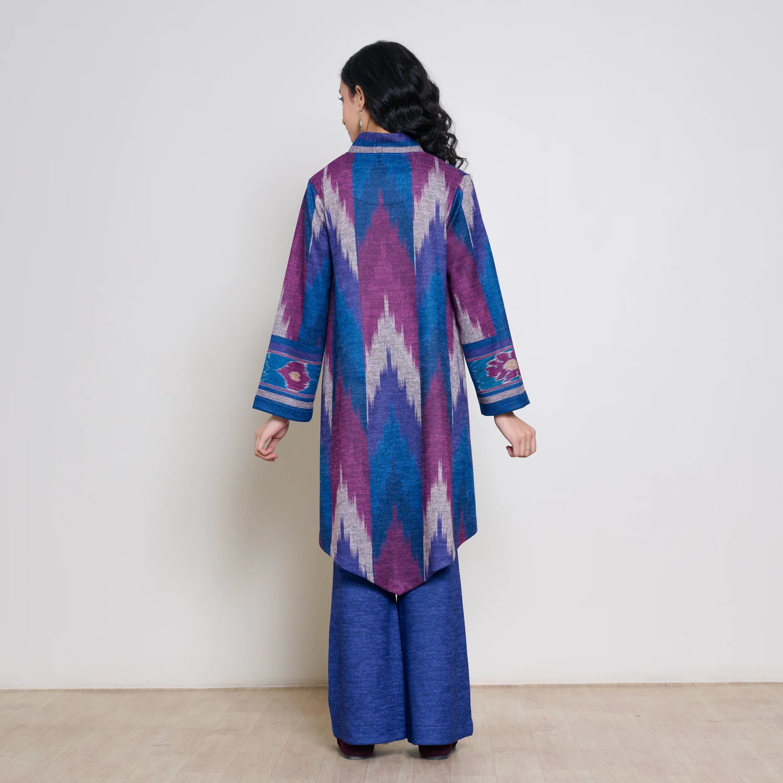 Autumn Woollen Coord Set - Porcelain Blue & Multicolour - Image 7