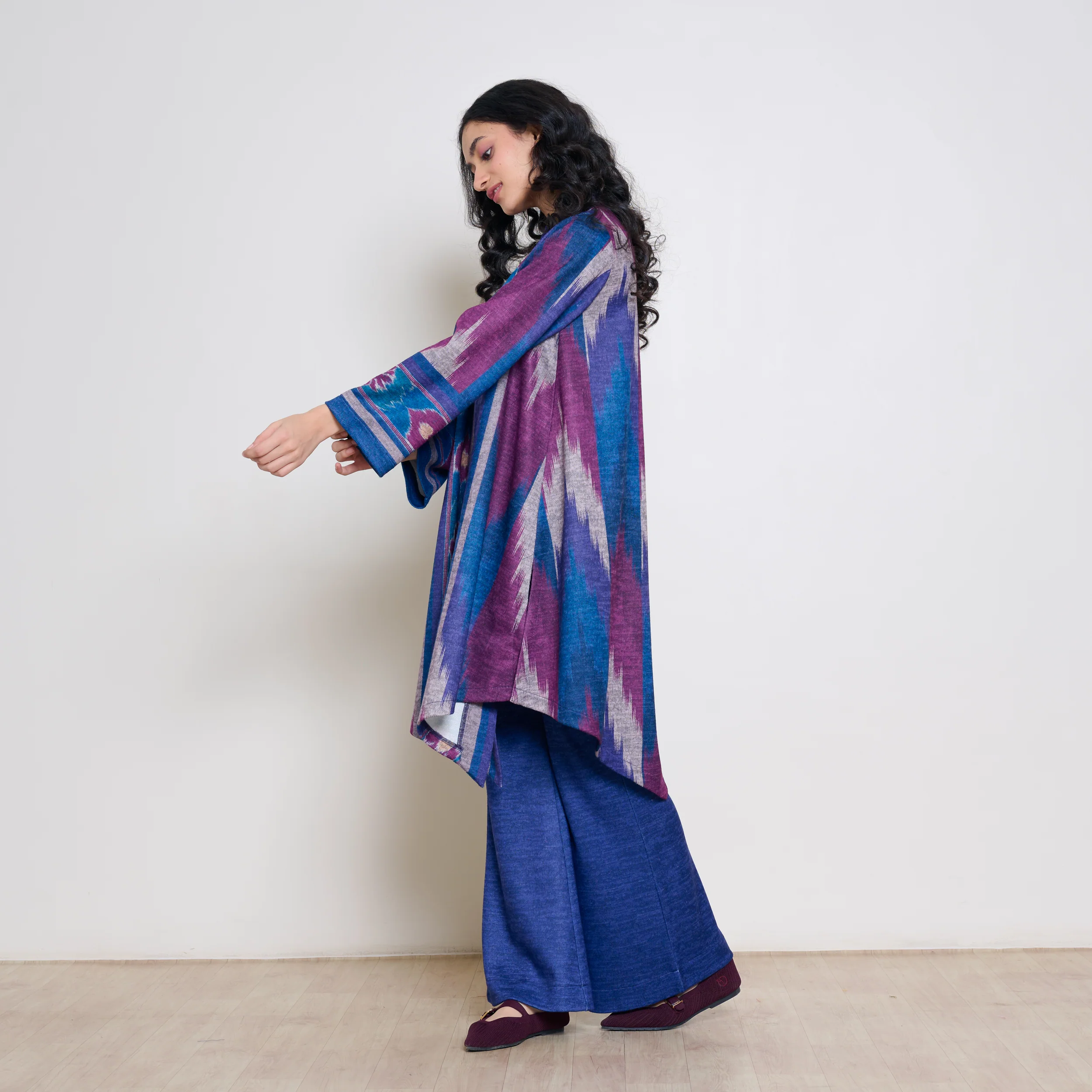 Autumn Woollen Coord Set - Porcelain Blue & Multicolour - Image 9