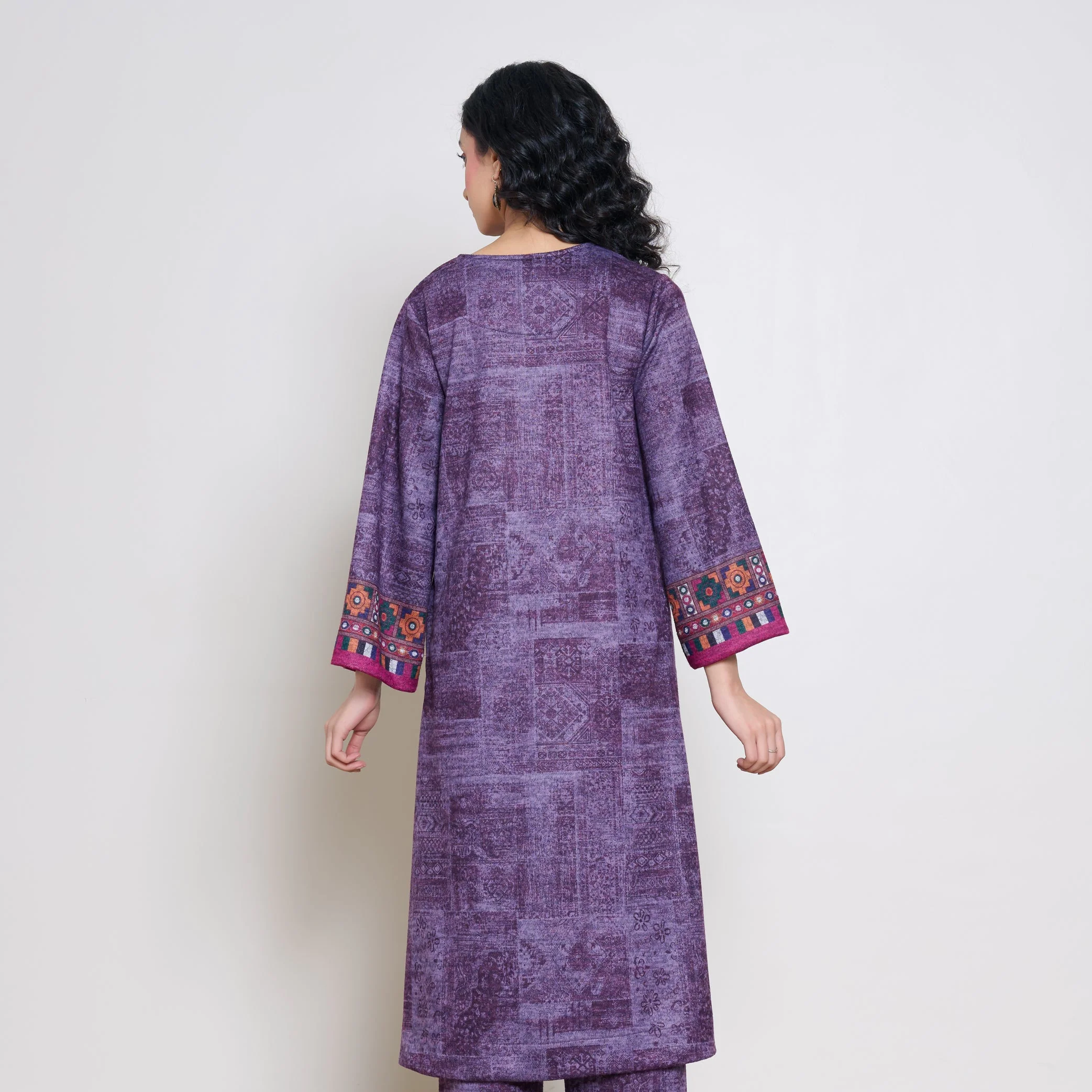 Banjara Woollen Hand Embroidered Kurta - Cherry Lacquer - Image 6