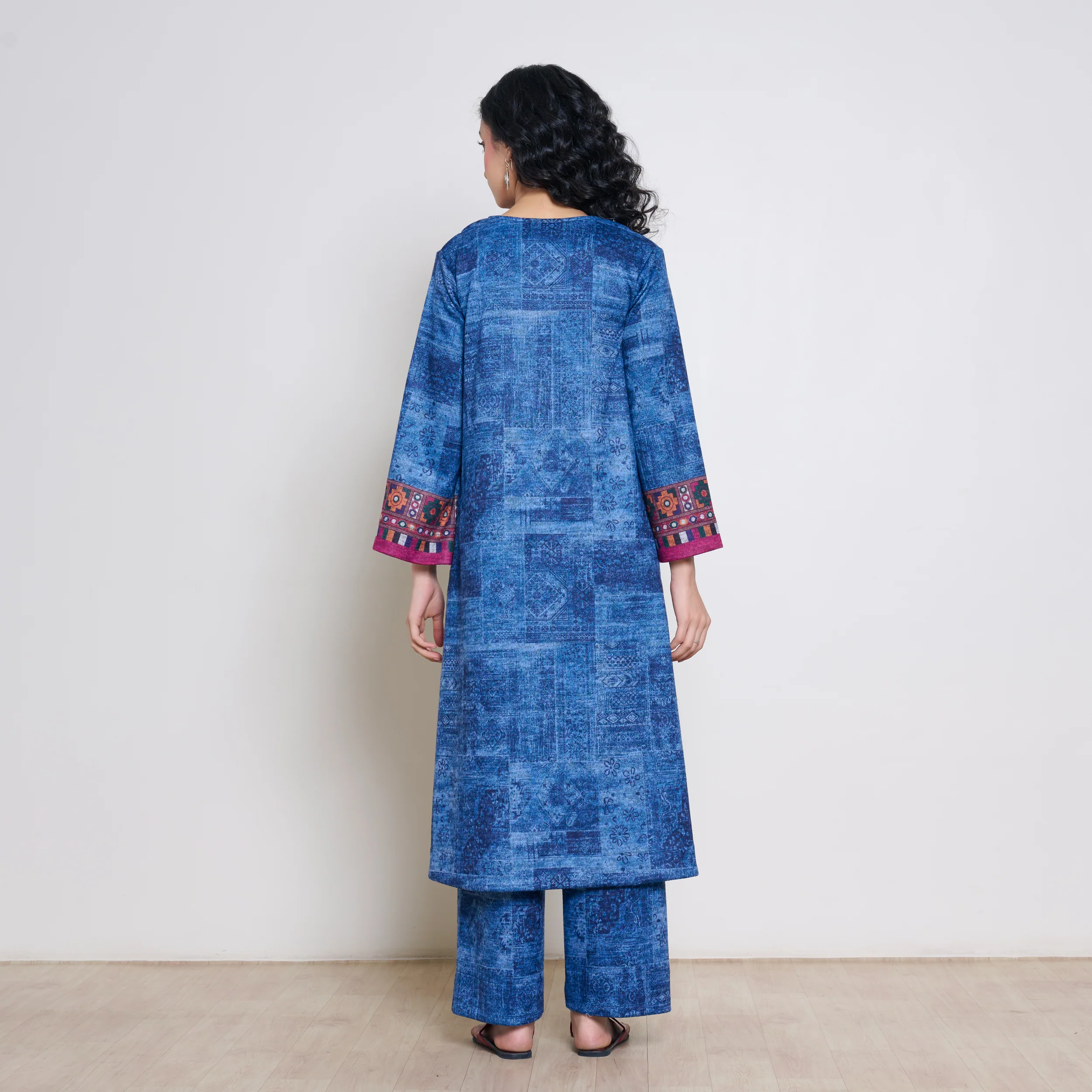 Banjara Woollen Hand Embroidered Kurta - Cobalt - Image 7