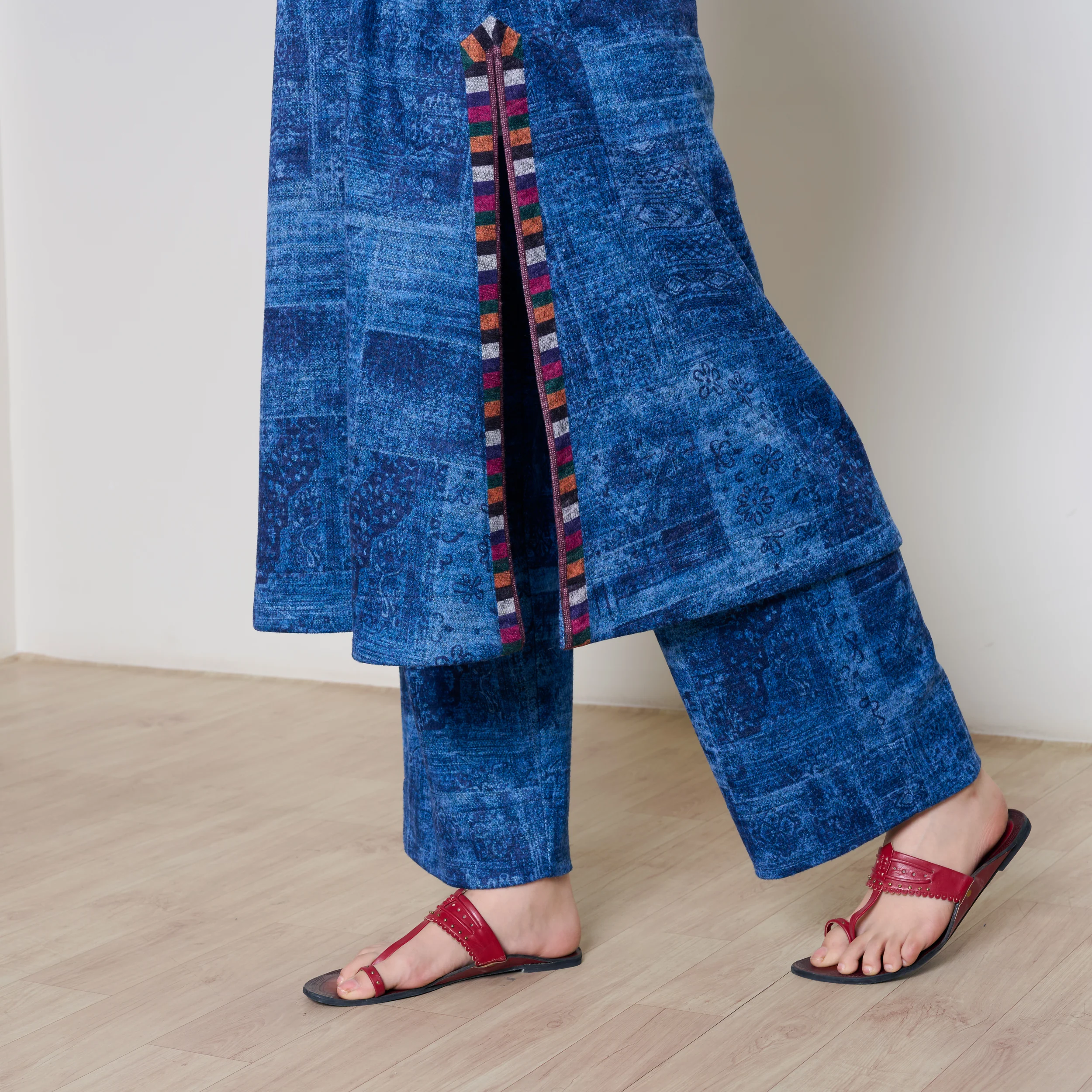 Banjara Woollen Hand Embroidered Kurta Set - Cobalt - Image 5
