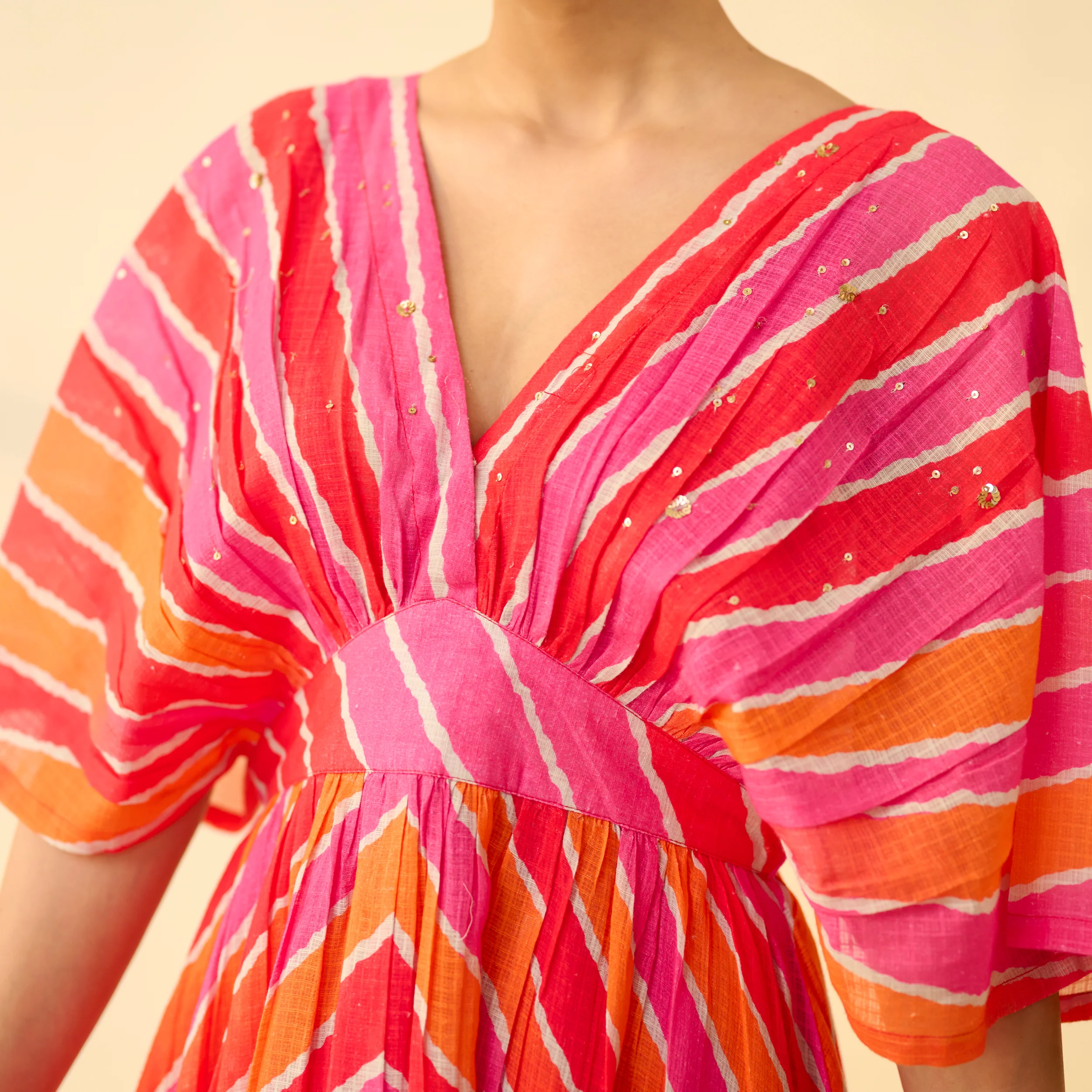 Bebo Hand Embroidered Kota Doria Cotton Maxi Dress - Multicolour - Image 2