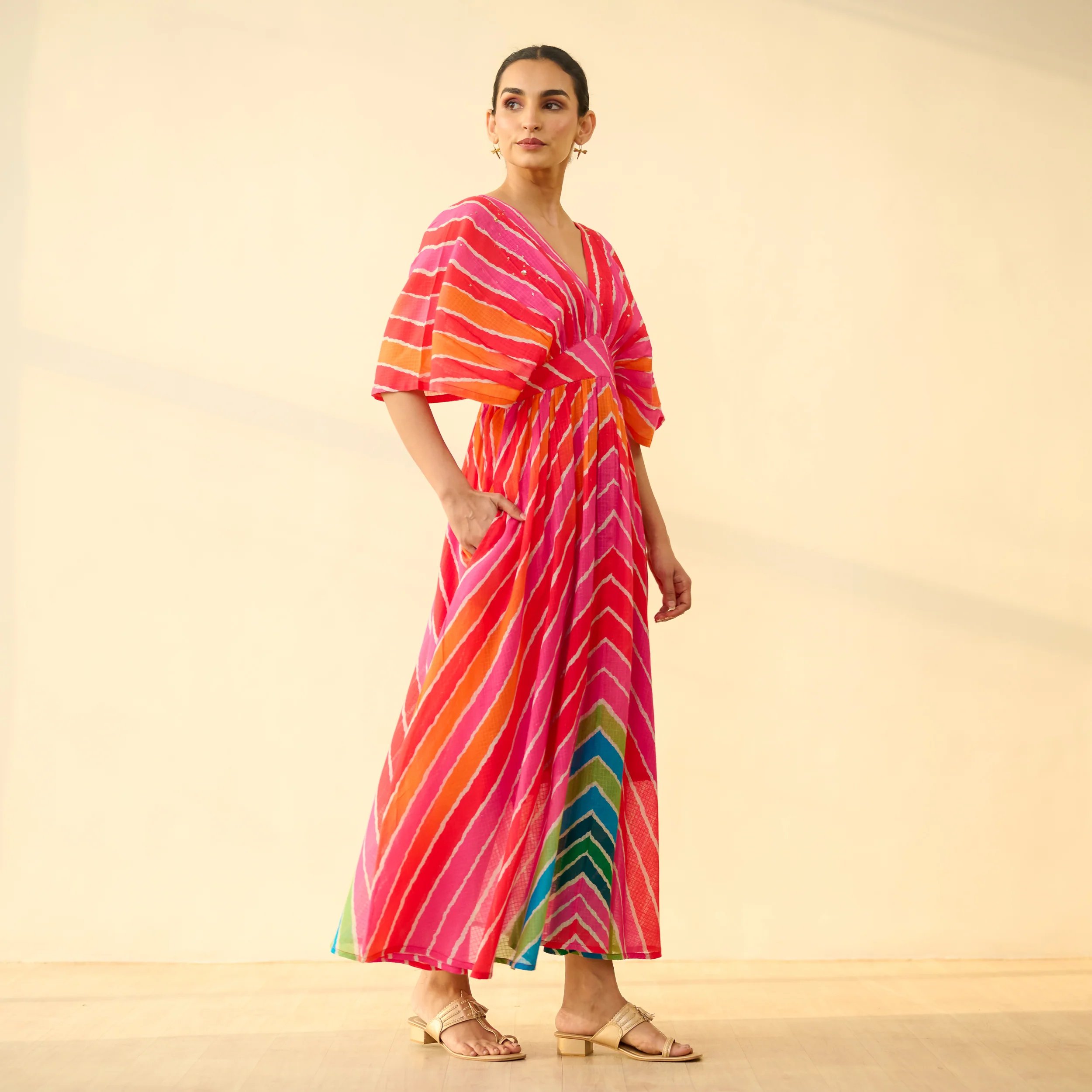 Bebo Hand Embroidered Kota Doria Cotton Maxi Dress - Multicolour - Image 7