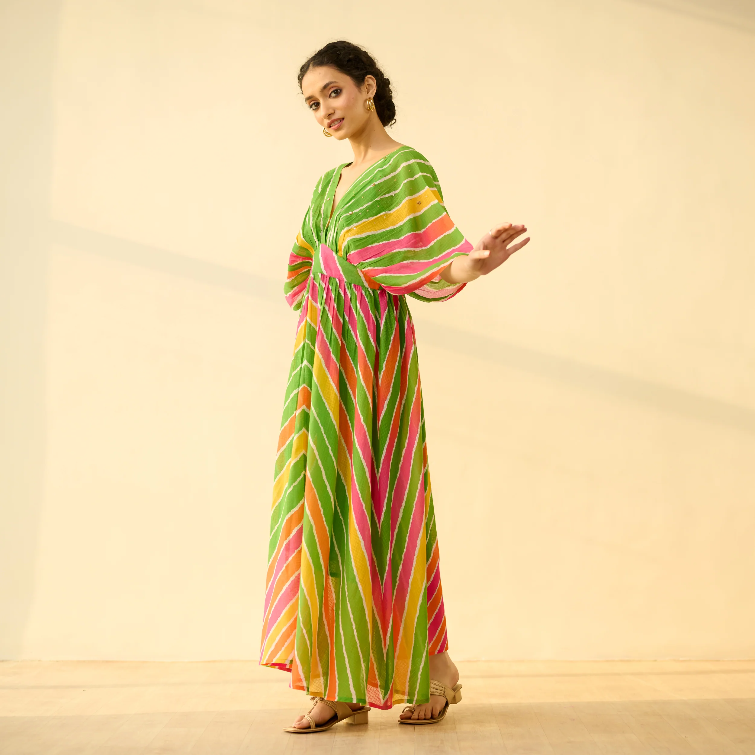 Bebo Hand Embroidered Kota Doria Cotton Maxi Dress - Multicolour - Image 7