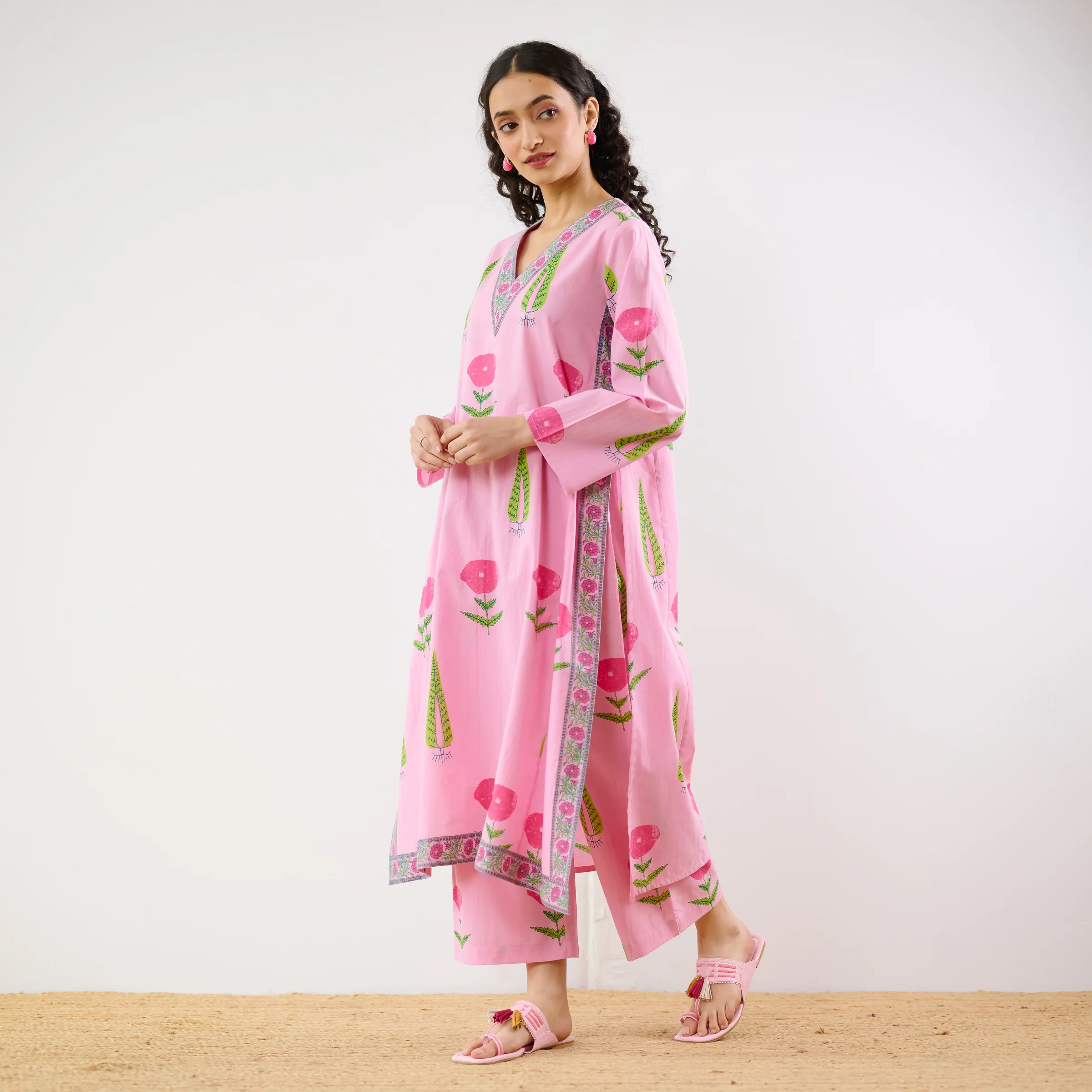 Begum's Bagh Printed Co-ord Set - Baby Pink - Image 3