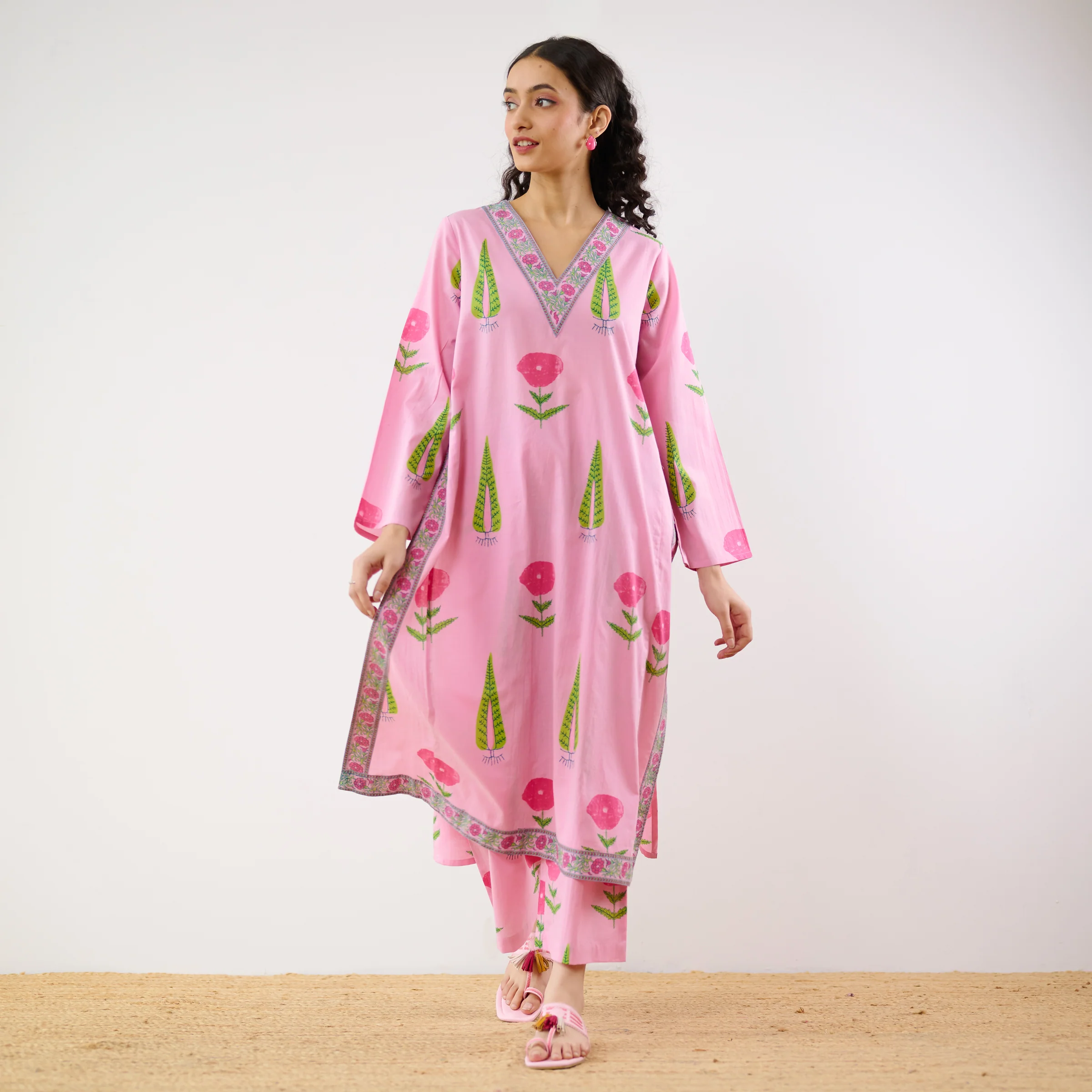 Begum's Bagh Printed Co-ord Set - Baby Pink - Image 5