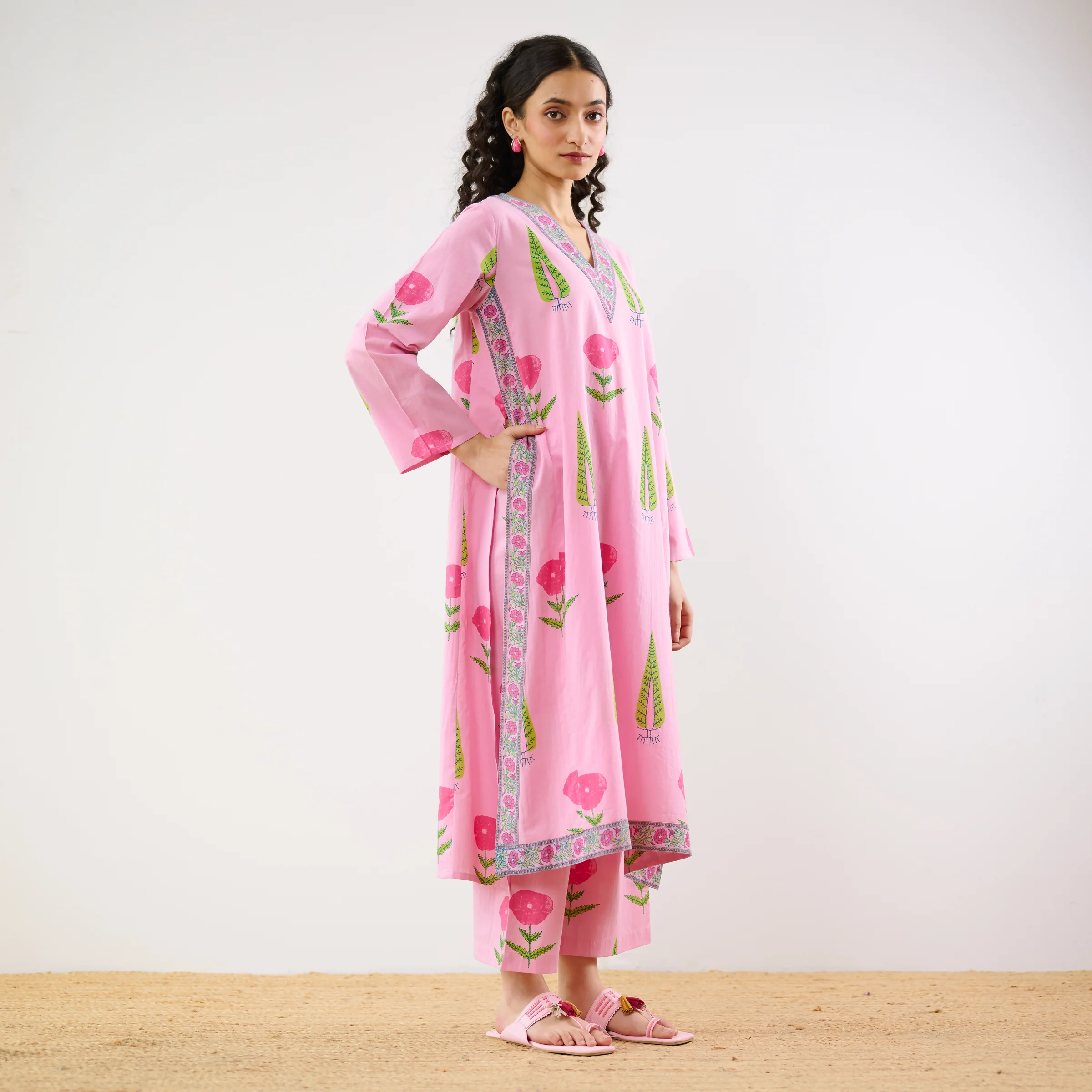 Begum's Bagh Printed Co-ord Set - Baby Pink - Image 7