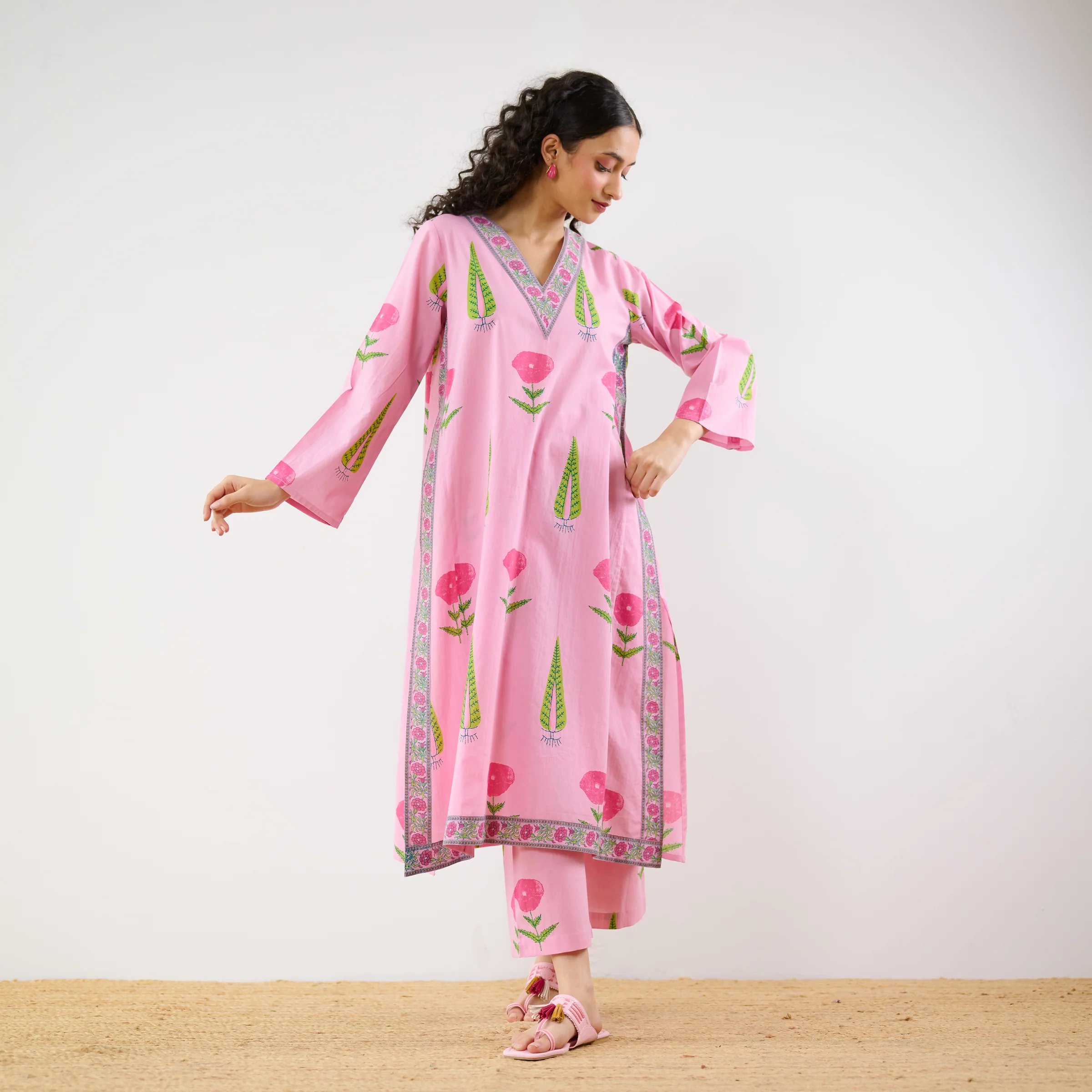Begum's Bagh Printed Co-ord Set - Baby Pink - Image 8