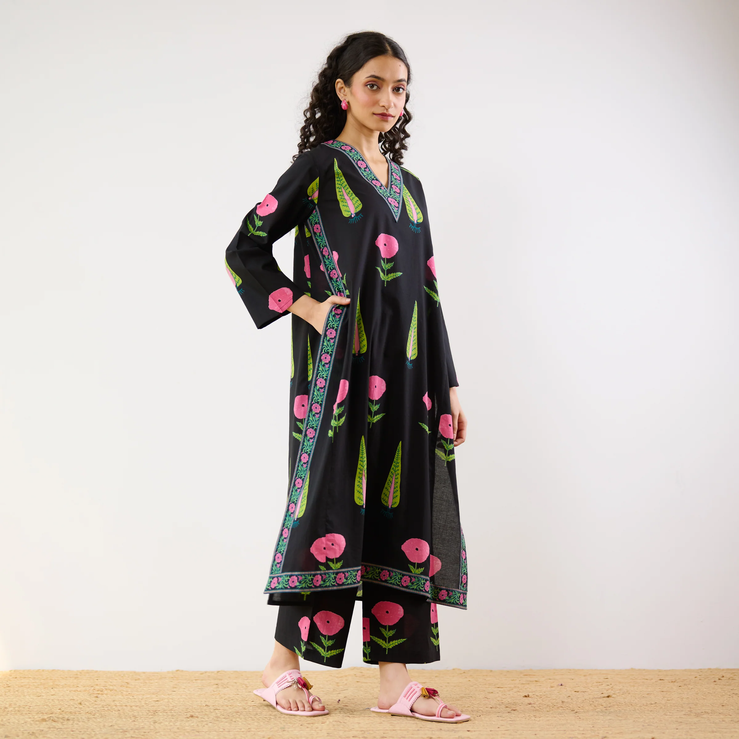 Begum's Bagh Printed Co-ord Set - Black - Image 5