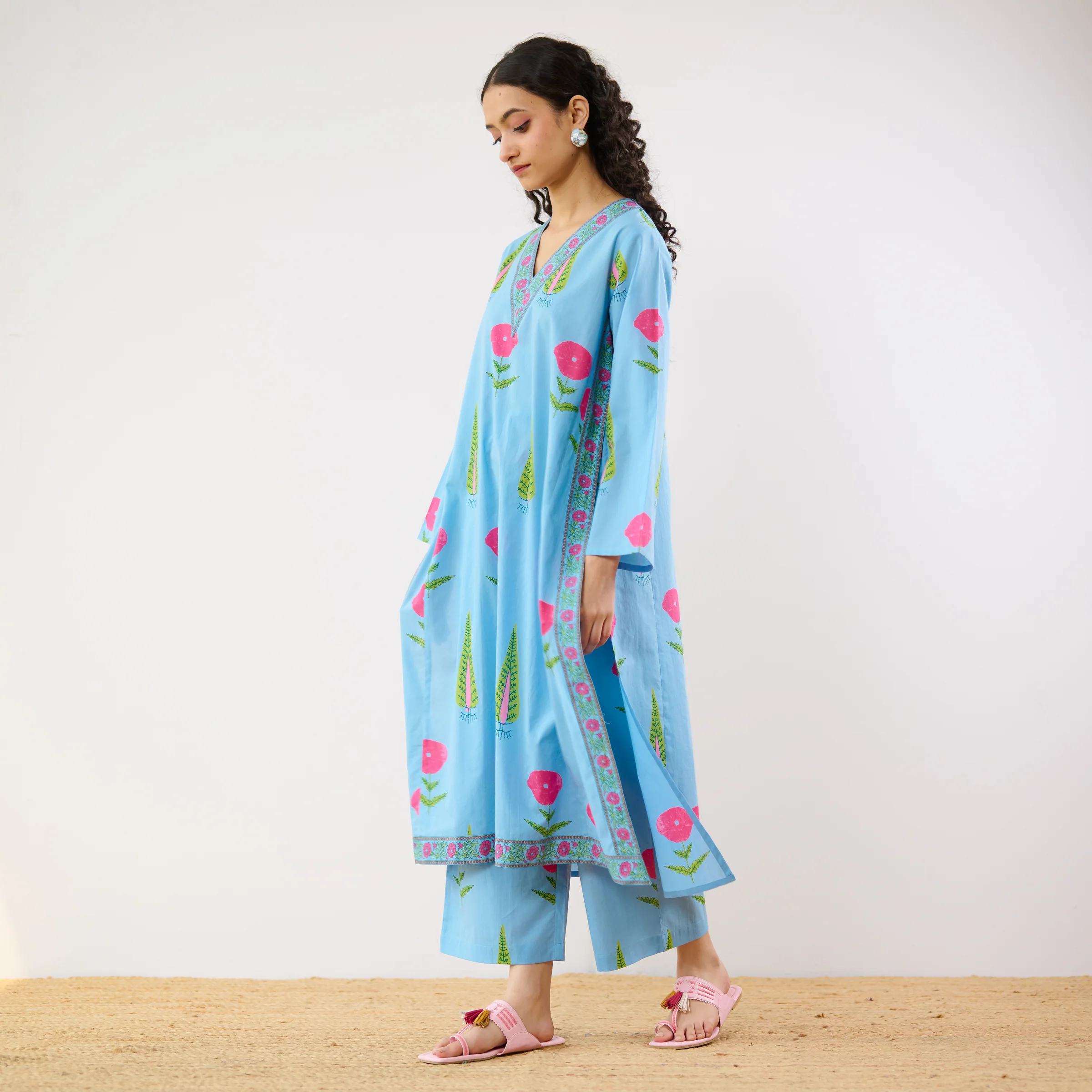 Begum's Bagh Printed Co-ord Set - Sky Blue - Image 4