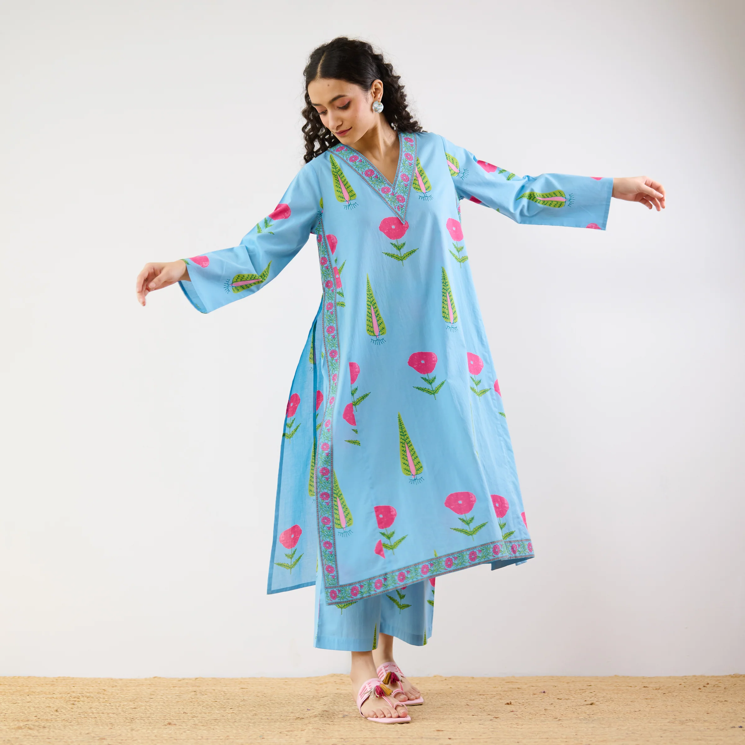 Begum's Bagh Printed Co-ord Set - Sky Blue - Image 6