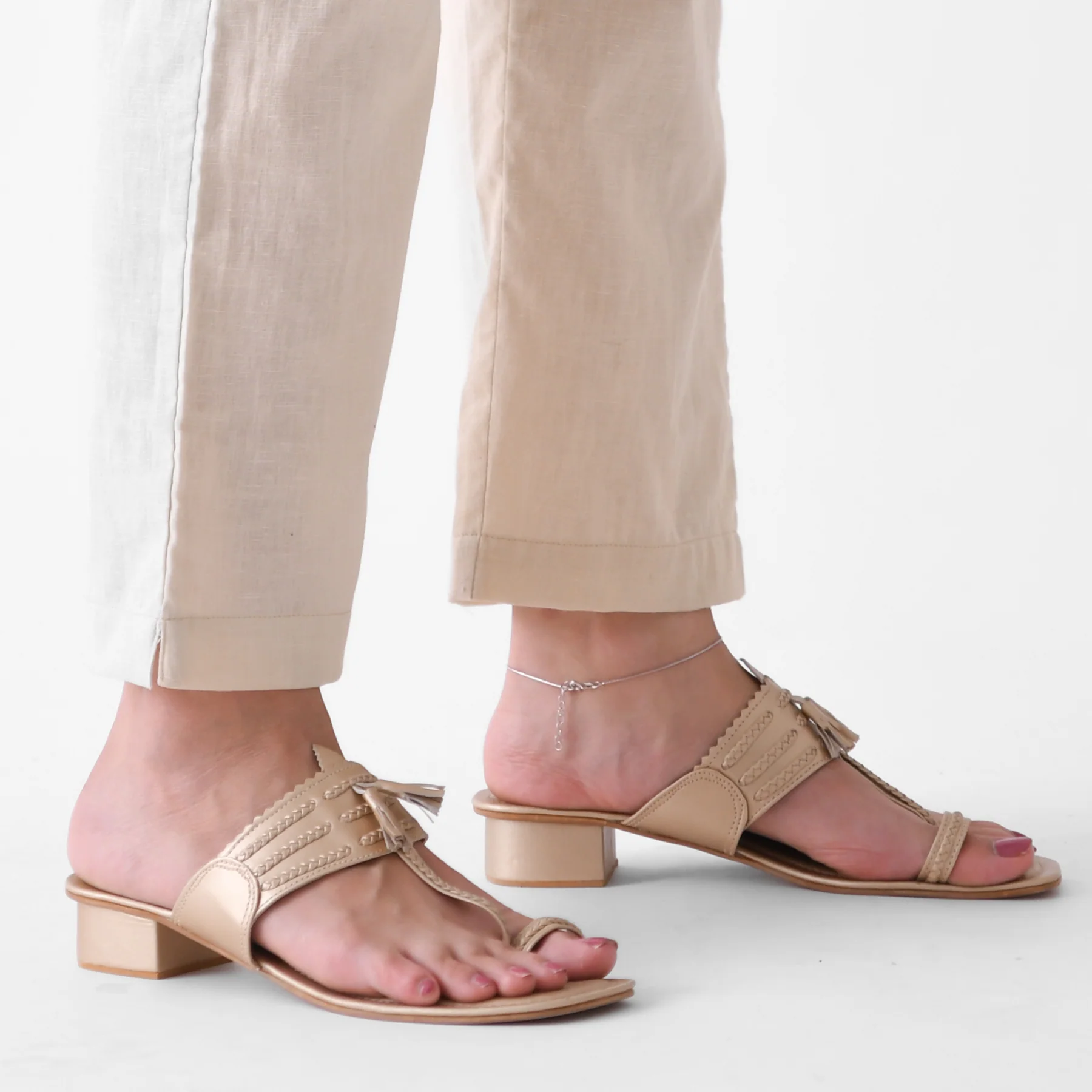 Beige Cotton AMPM Pants - Image 8