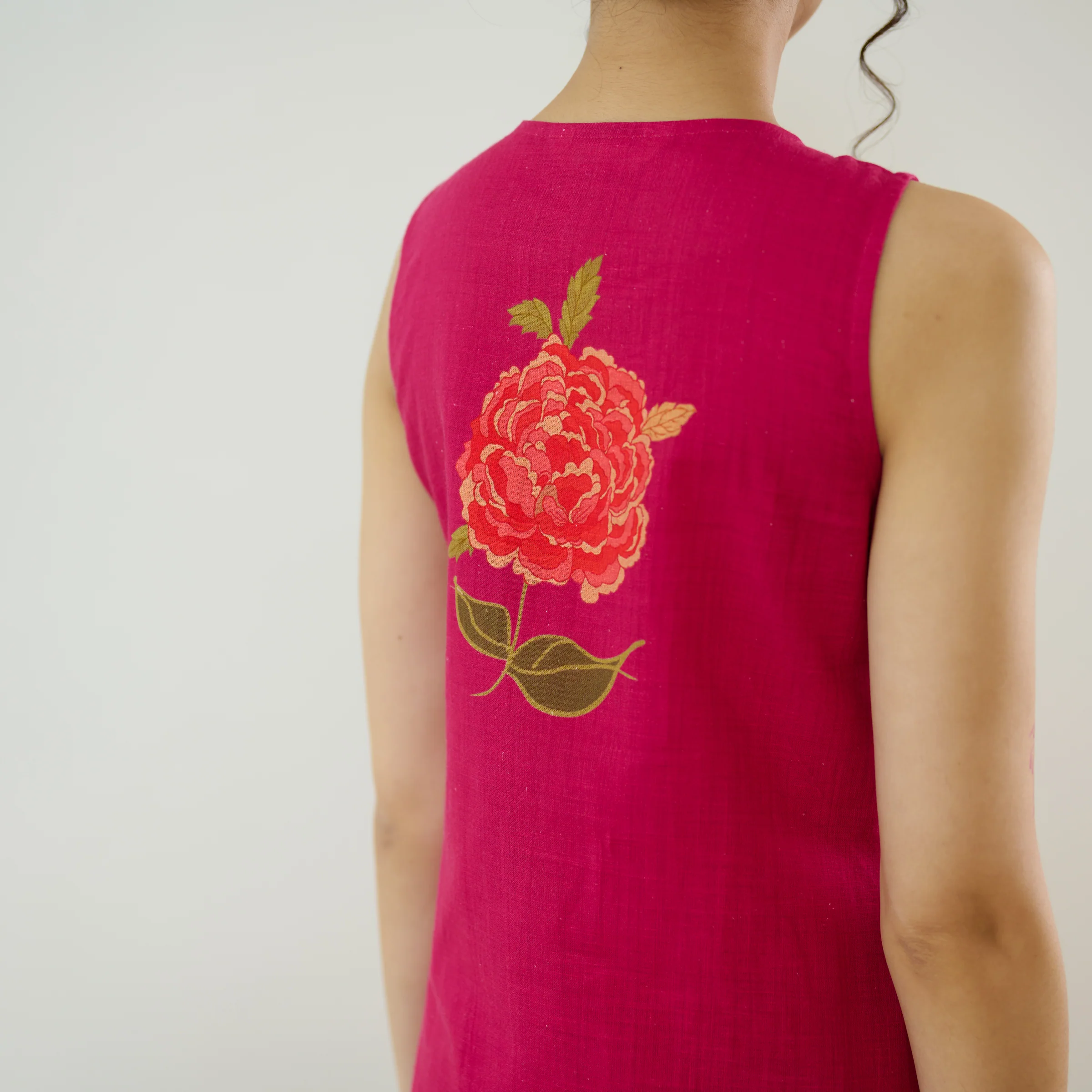 Belle Slub Cotton Kurta Set - Magenta - Image 2