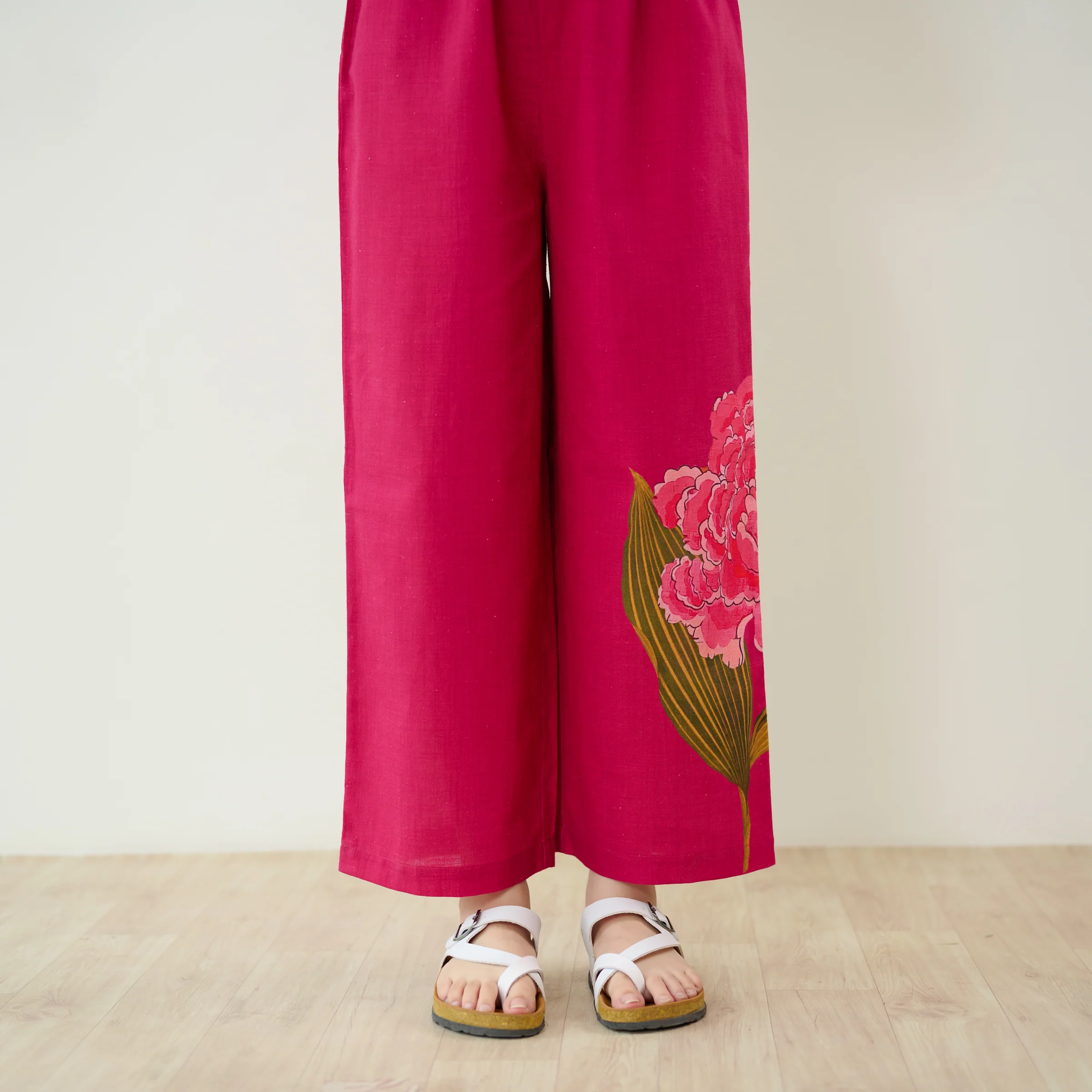 Belle Slub Cotton Kurta Set - Magenta - Image 9