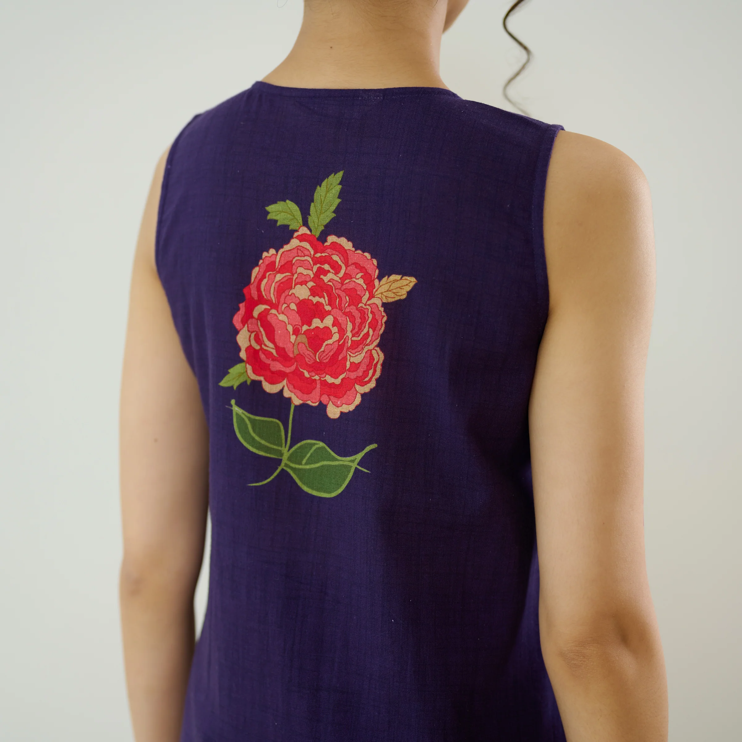 Belle Slub Cotton Kurta Set - Violet - Image 2