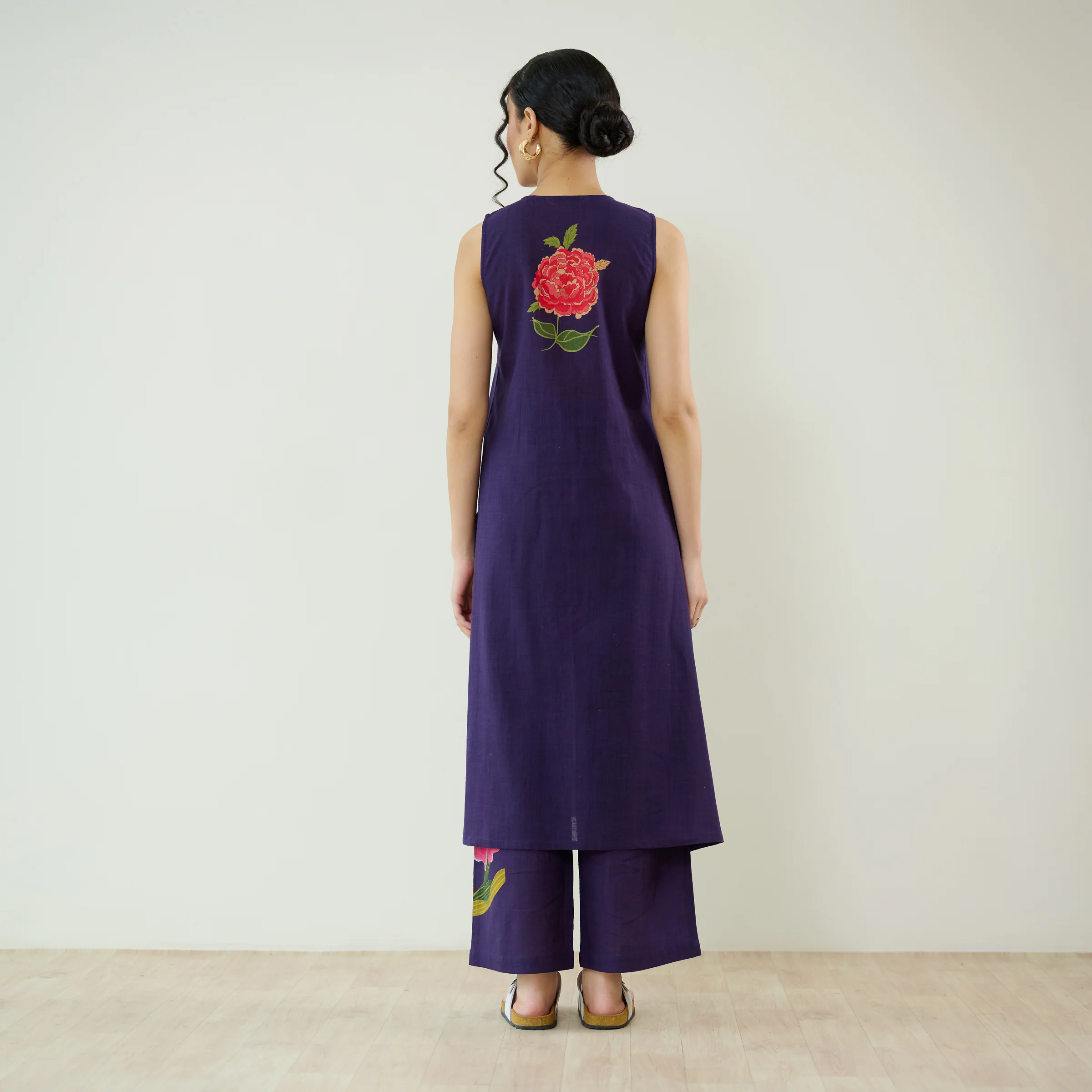 Belle Slub Cotton Kurta Set - Violet - Image 6