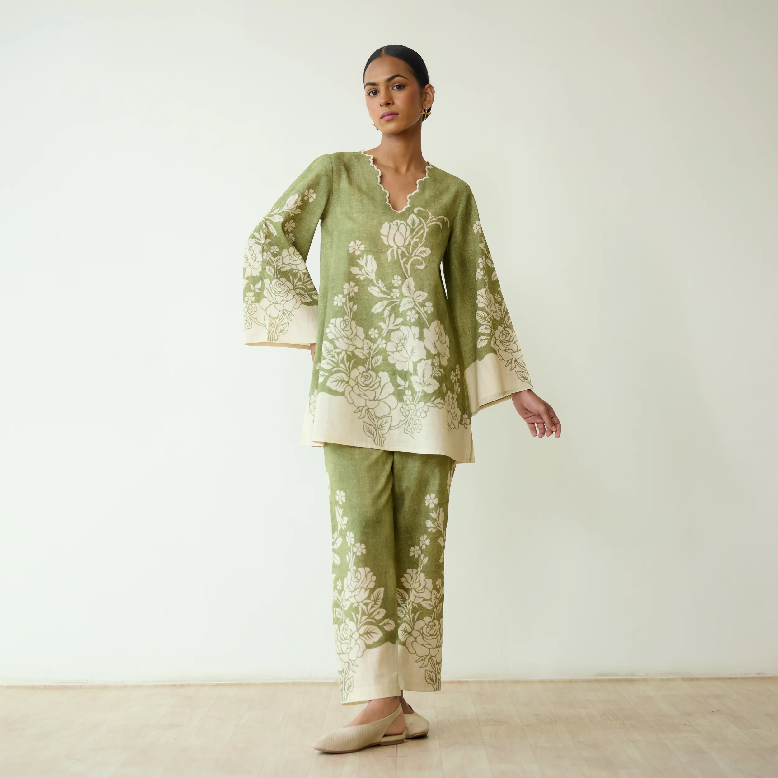 Bellflower Slub Cotton Coord Set - Spinach Green - Image 8