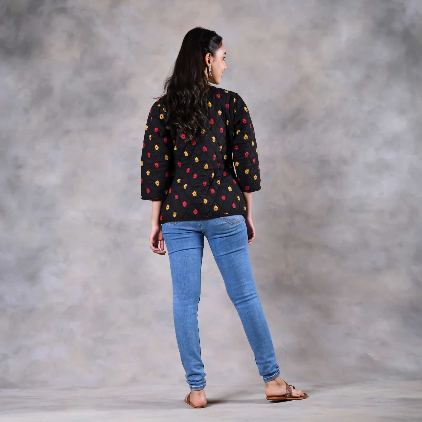 Birds of Paradise Black Quilted Jacket - Image 3