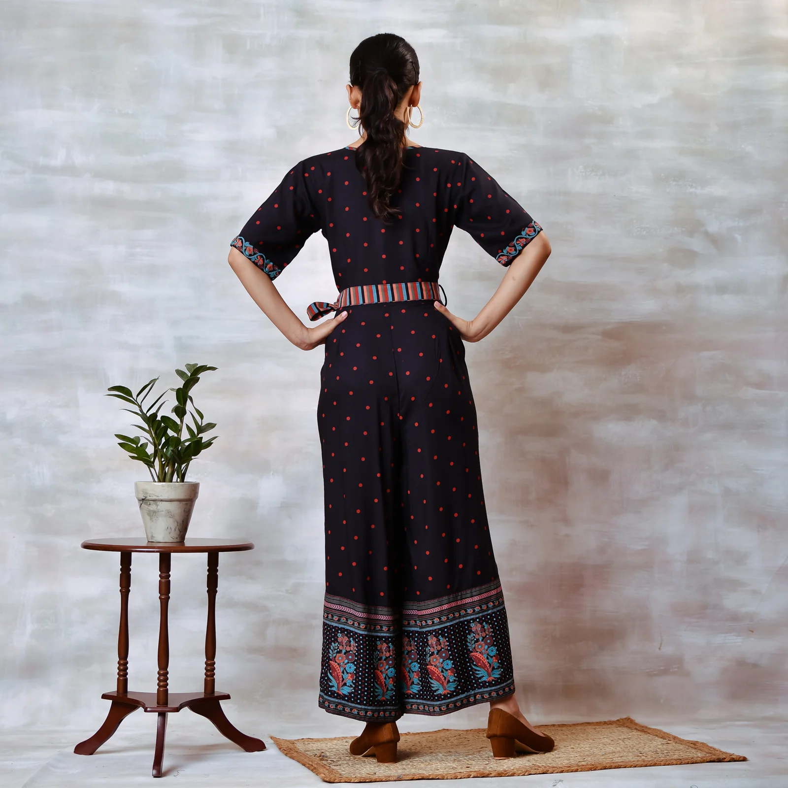 Black Jumpsuit with Belt Details - Image 10
