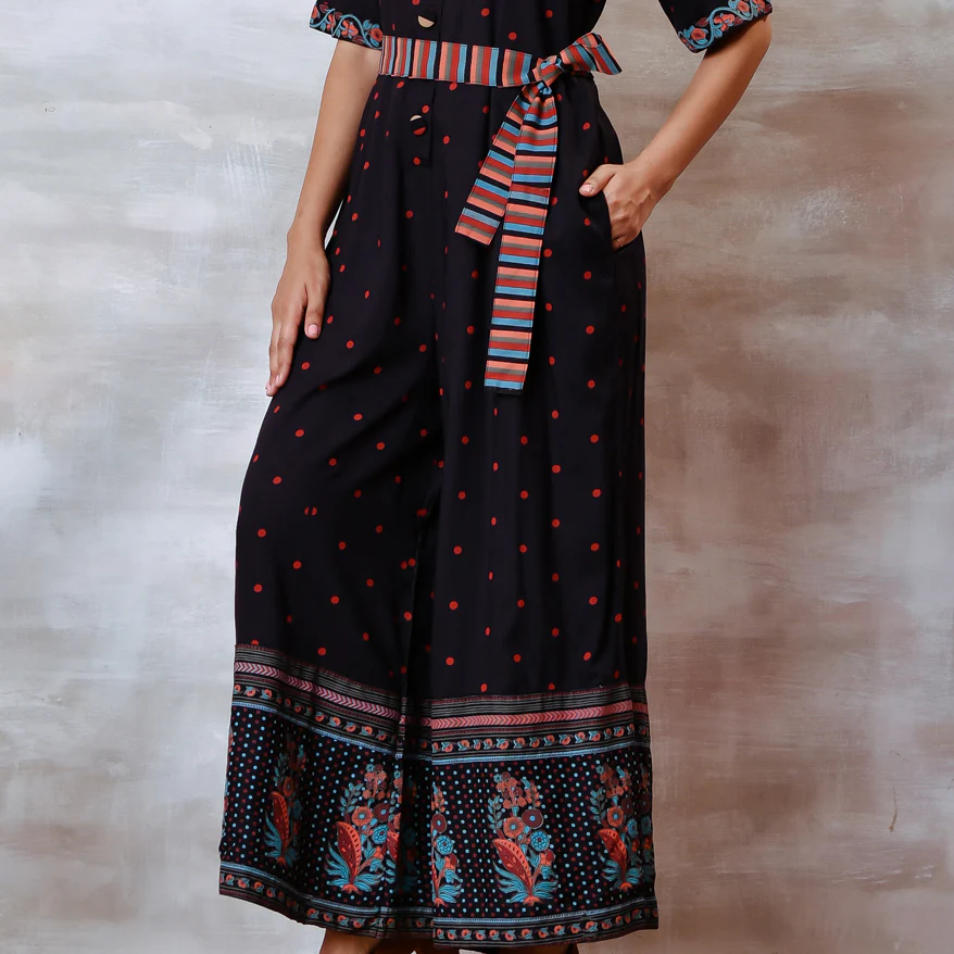 Black Jumpsuit with Belt Details - Image 4