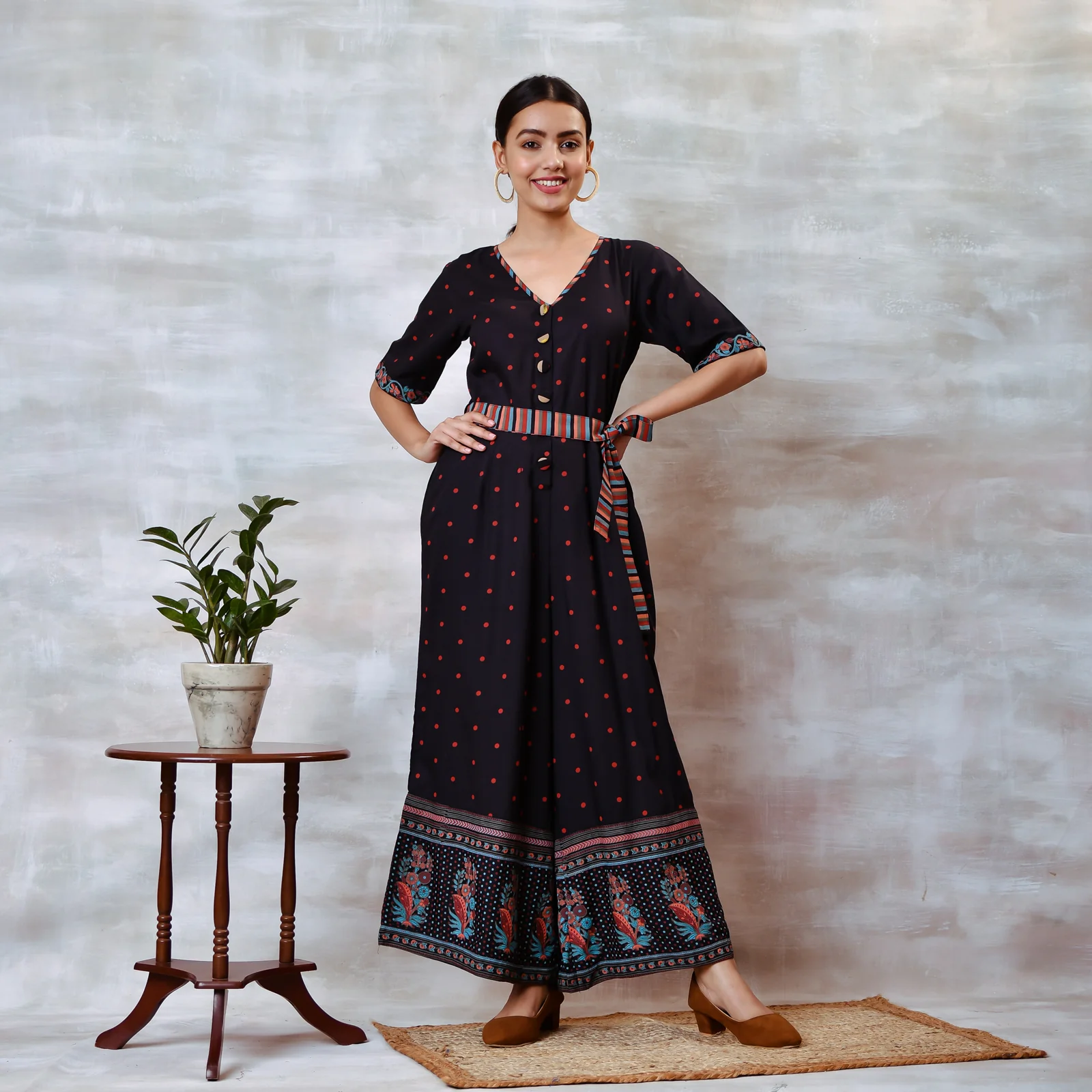 Black Jumpsuit with Belt Details - Image 6