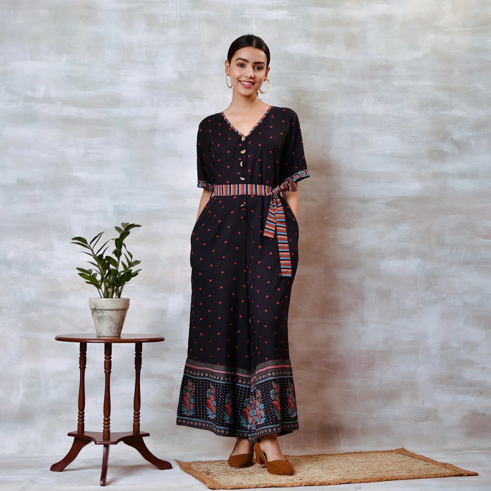 Black Jumpsuit with Belt Details - Image 8