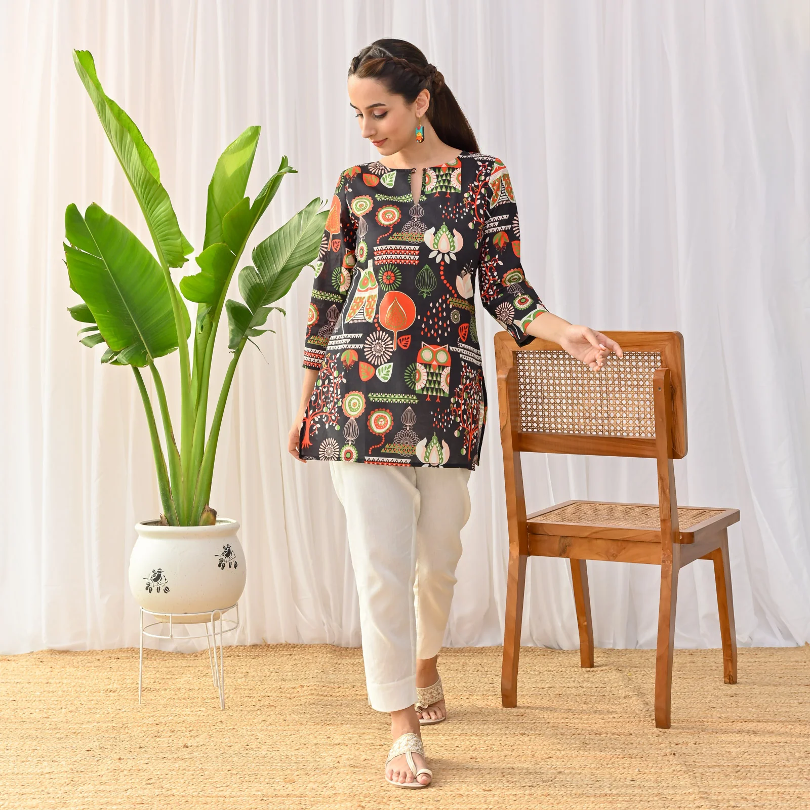 Black Owl Printed Tunic - Image 3