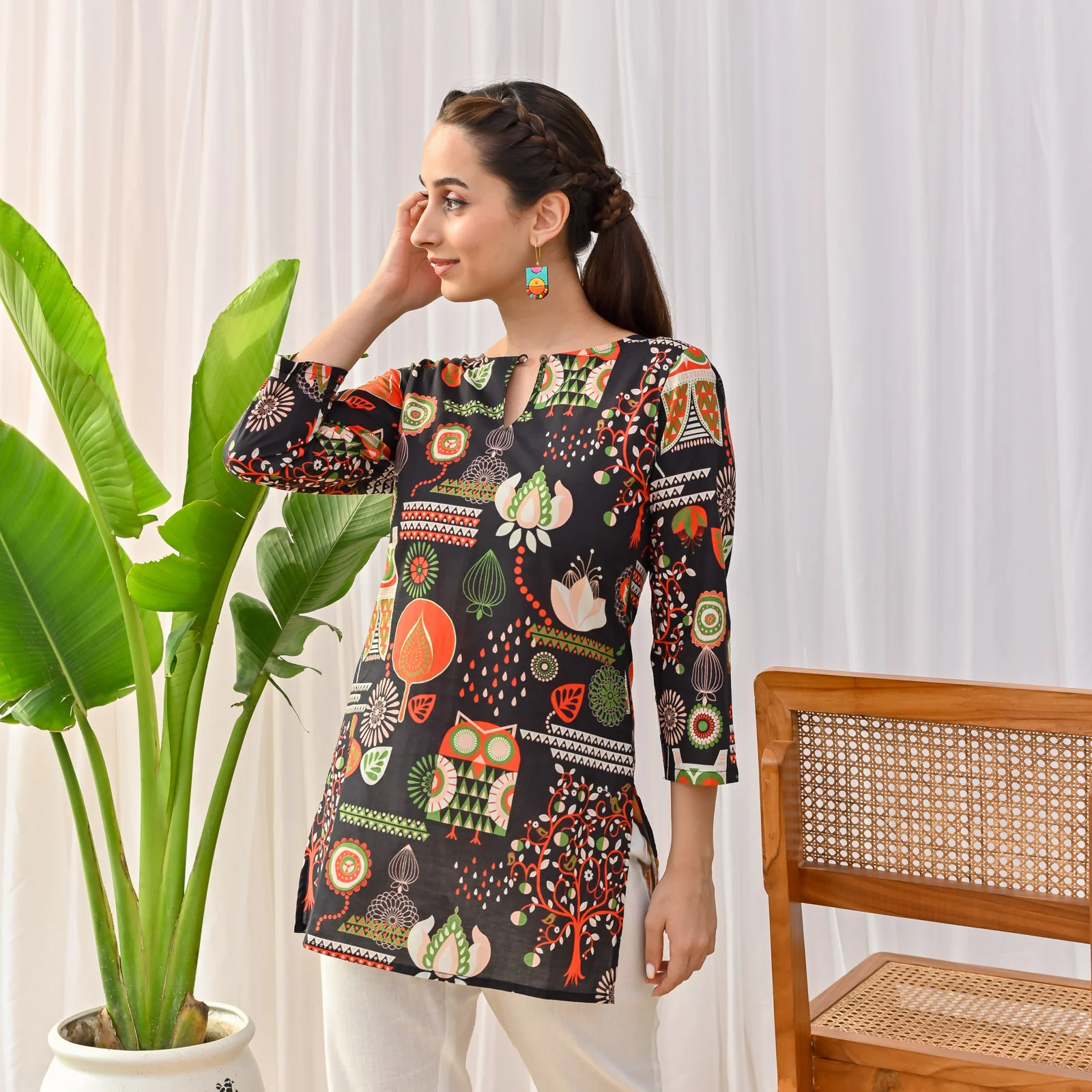 Black Owl Printed Tunic - Image 4