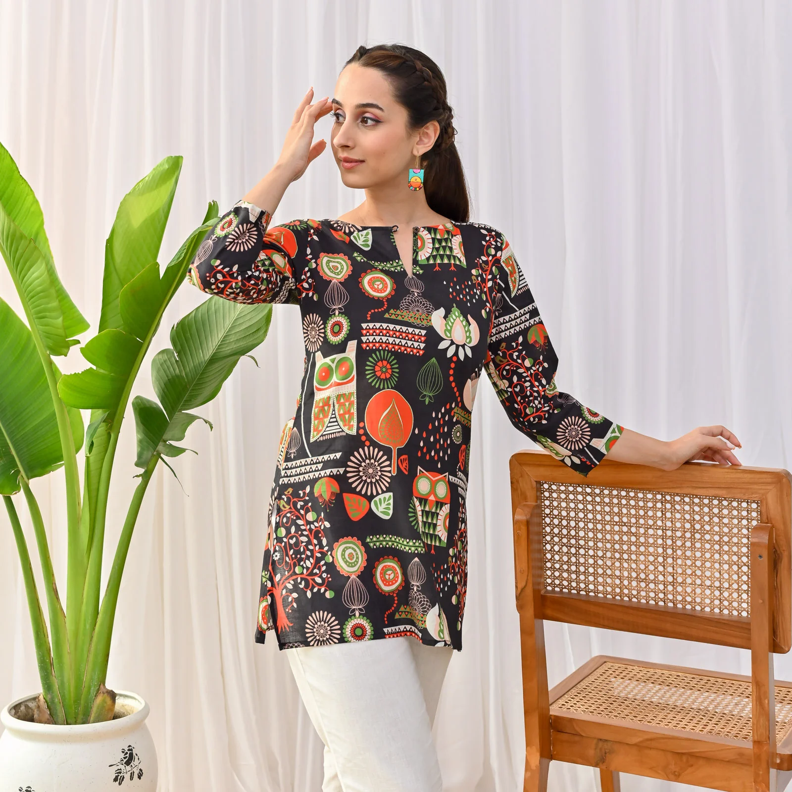 Black Owl Printed Tunic - Image 5
