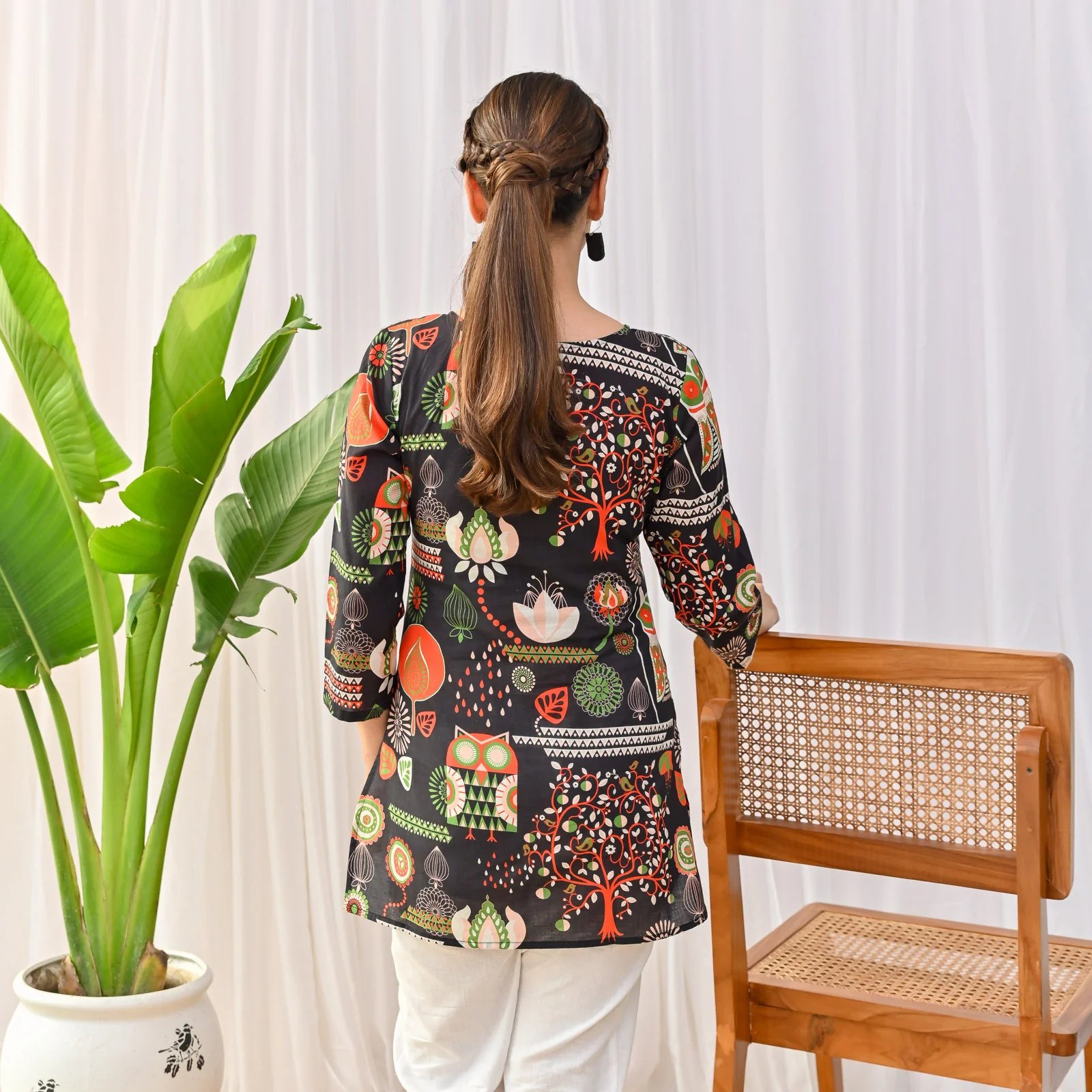 Black Owl Printed Tunic - Image 6