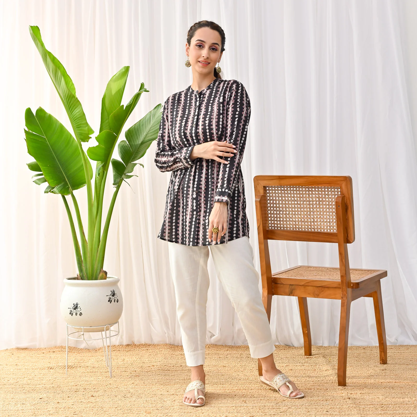 Black Stone Printed Shirt Tunic - Image 3