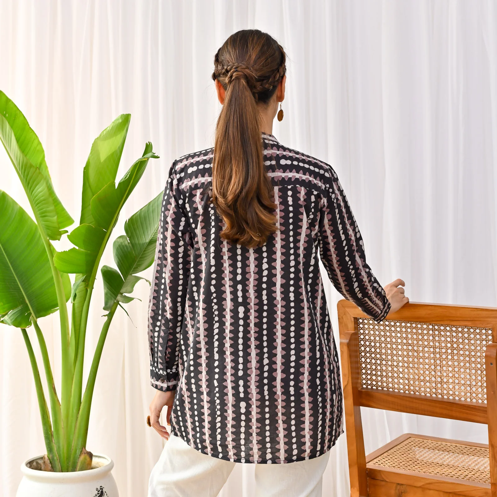 Black Stone Printed Shirt Tunic - Image 7