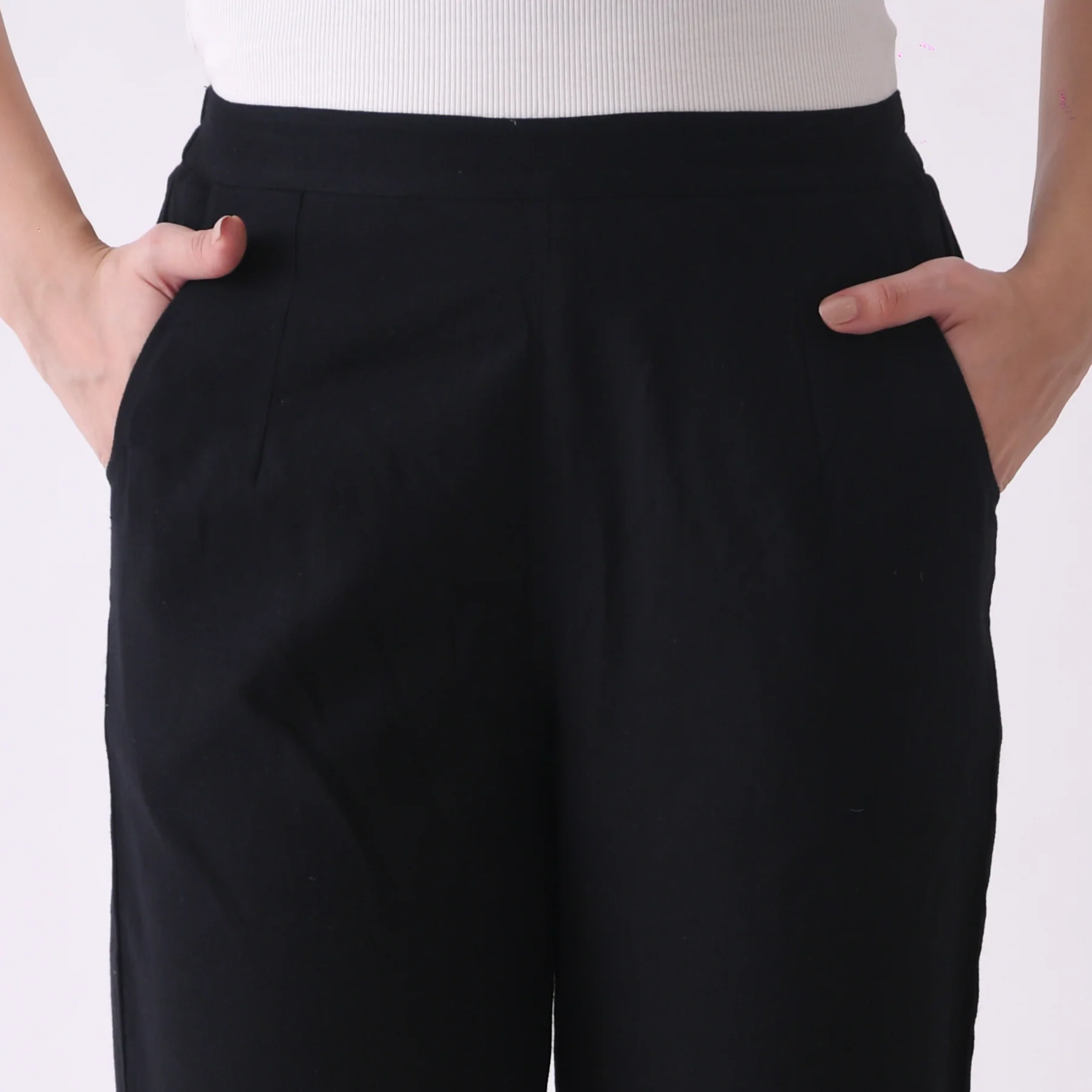 Black Cotton AMPM Pants - Image 3