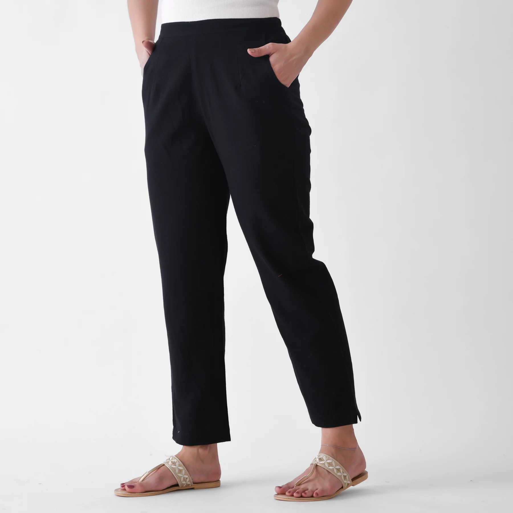 Black Cotton AMPM Pants - Image 4