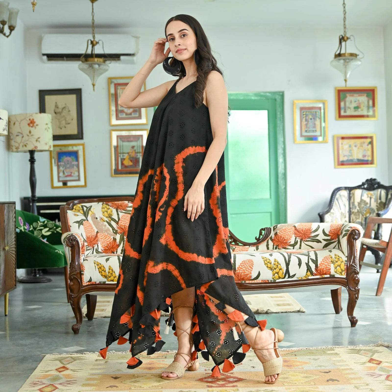 Blissful Tales Black & Rust Schiffli Tie Dye Dress - Image 2