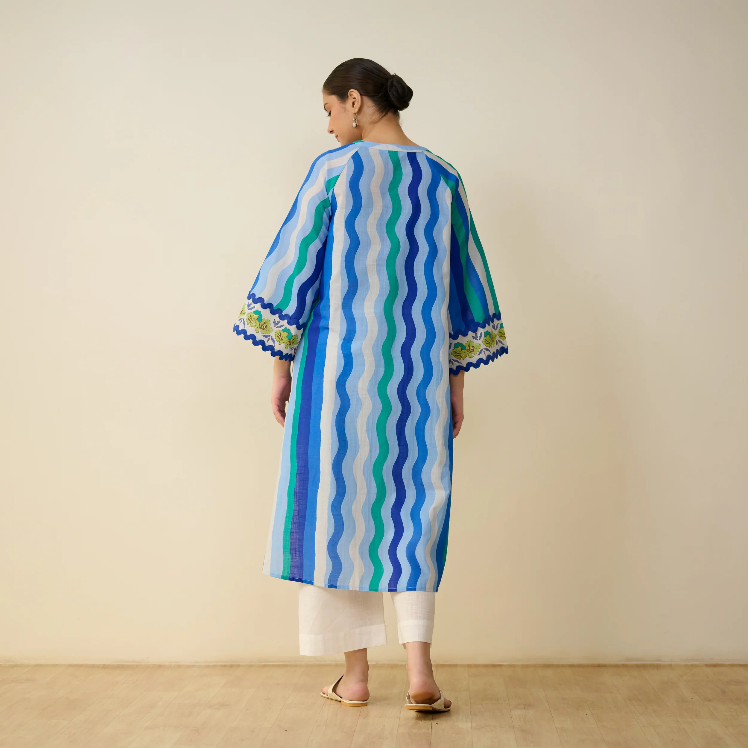 Bohemian Cotton Slub Breeze Kurta - Hues of Blue - Image 7