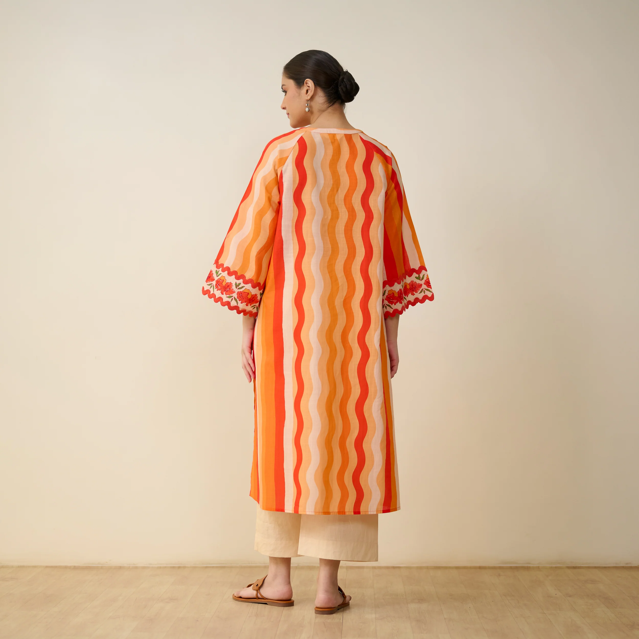Bohemian Cotton Slub Breeze Kurta - Hues of Orange - Image 8